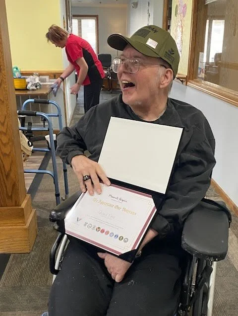 Honoring our Heroes 🇺🇸
.
Today, thanks to Moments Hospice, we had a pinning ceremony in recognition of residents and staff who bravely served our country. We are deeply grateful for their courage, sacrifice, and dedication. ❤️🤍💙
.
#VeteransDay #A