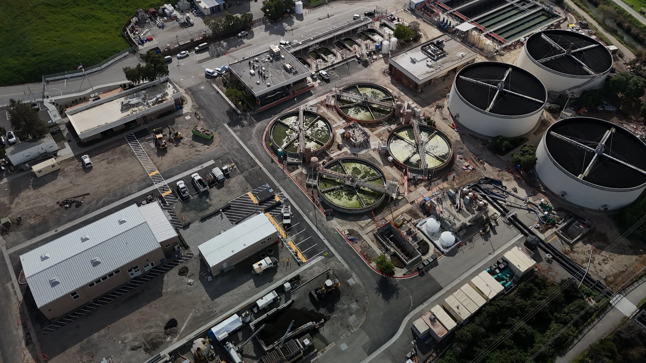 An aerial view of the secondary treatment site