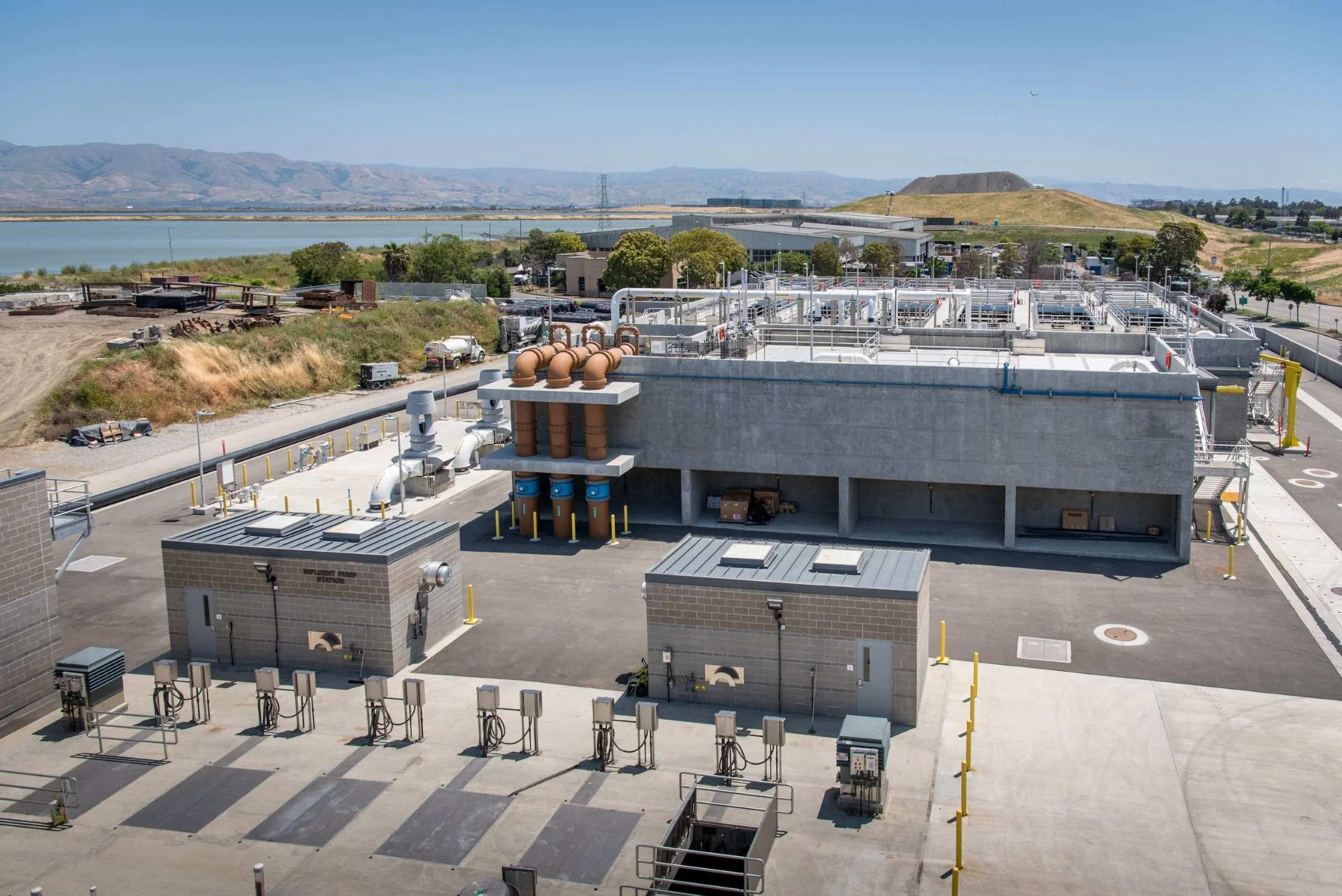 An aerial image of the new Headworks and Primary Treatment facility