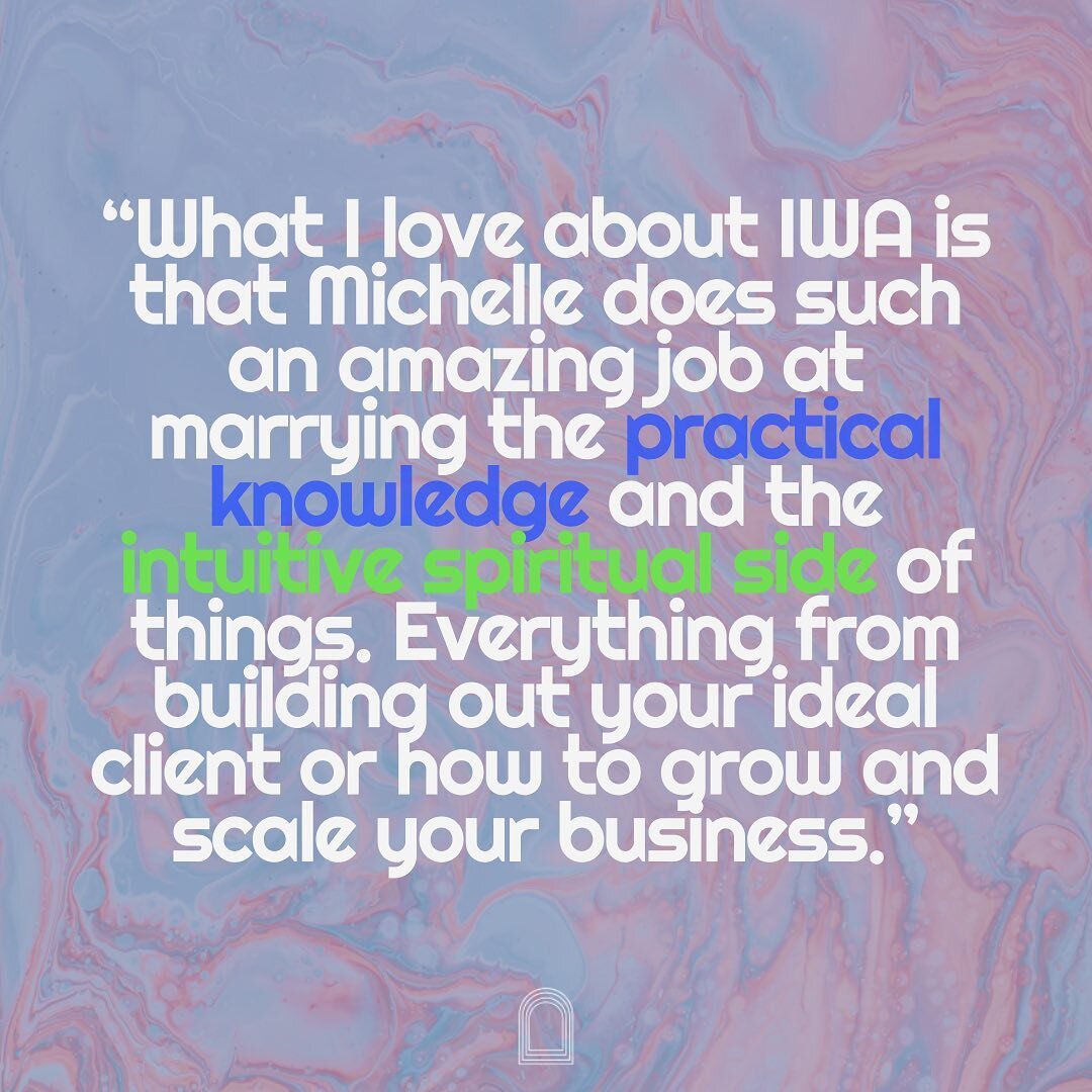 &ldquo;What I love about IWA is that Michelle does such an amazing job at marrying the practical knowledge and the intuitive spiritual side of things. Everything from building out your ideal client or how to grow and scale your business.
This program