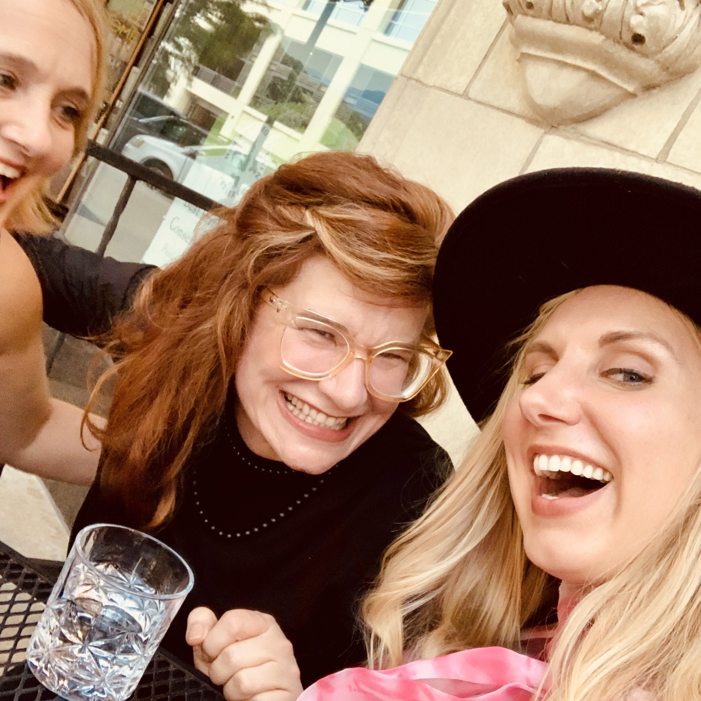  this is a photograph of Leah Spurrier having fun in downtown Asheville, North Carolina - with friends - one of whom is Kayla Risch - of Matriarch Studios - Spurrier is from Studio Stackhouse - based in marshall North Carolina - and devoted to promot