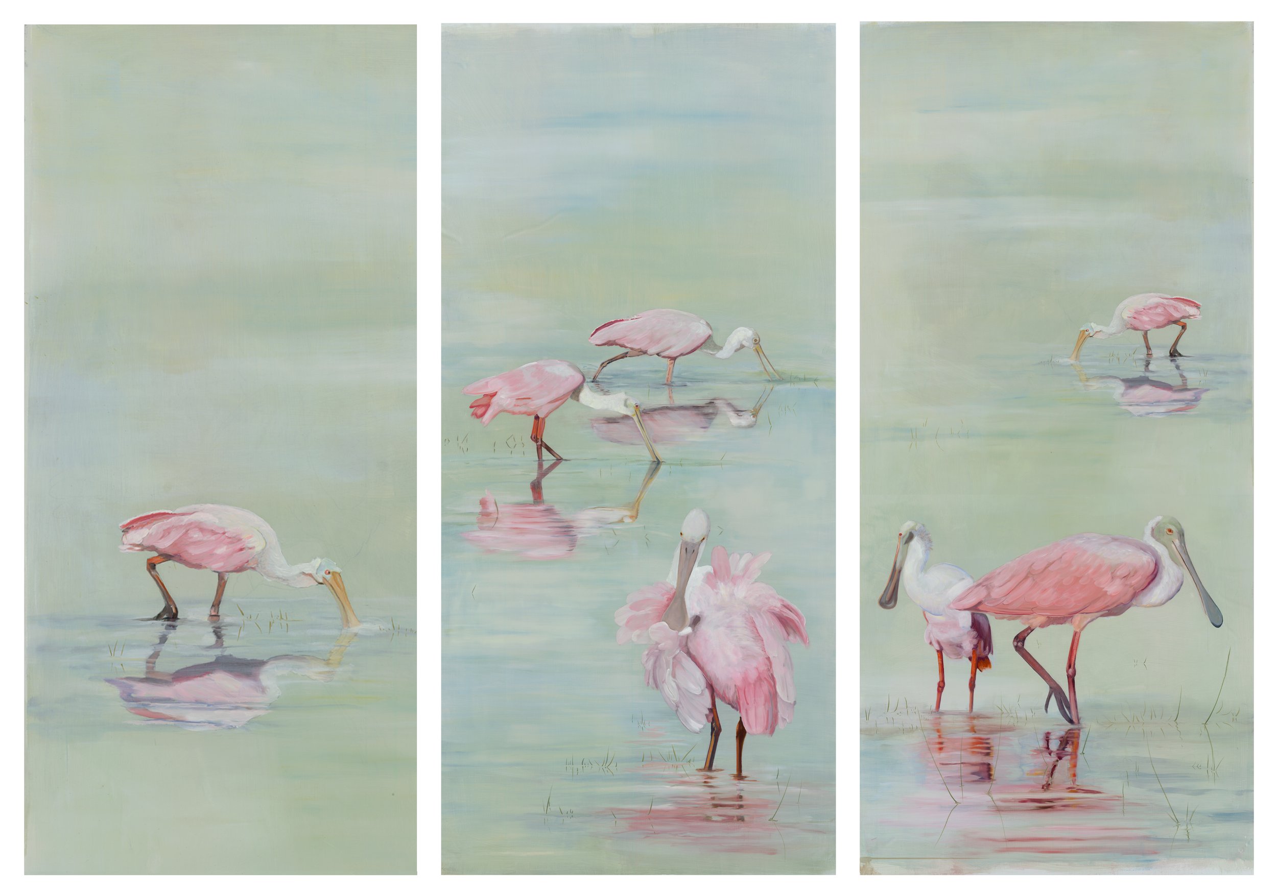 Spoonbills, 2022
Oil on paper
108" x 48" per panel 