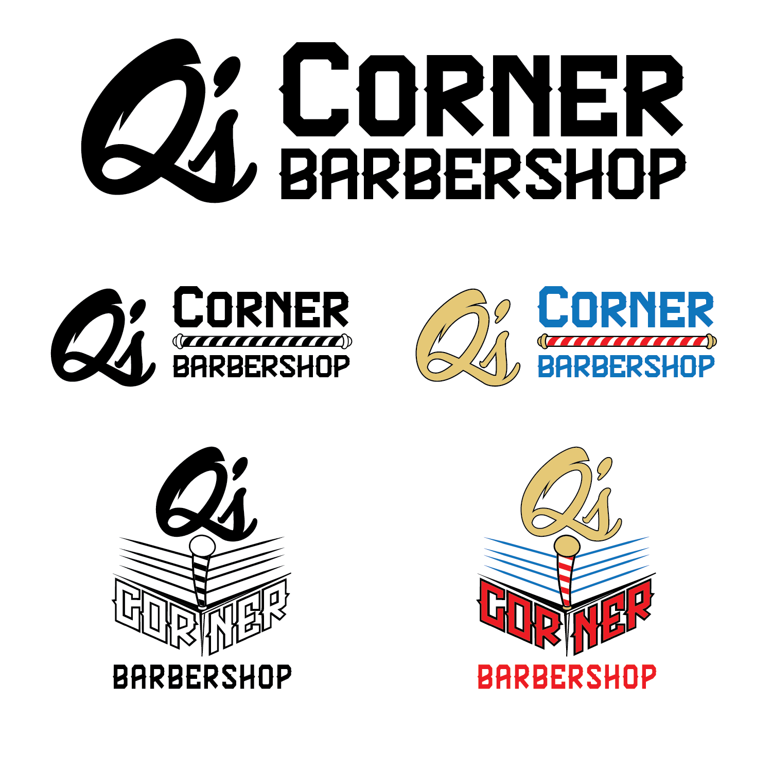 "Q's Corner Barbershop" - Logo/Typeface