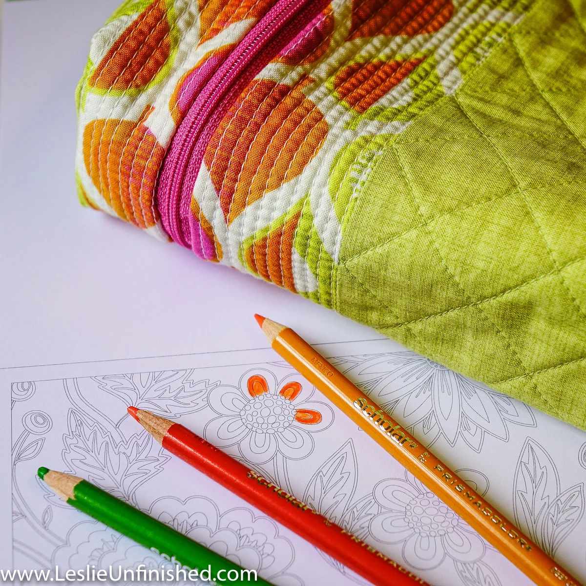 Colored Pencils and Coloring Book Case