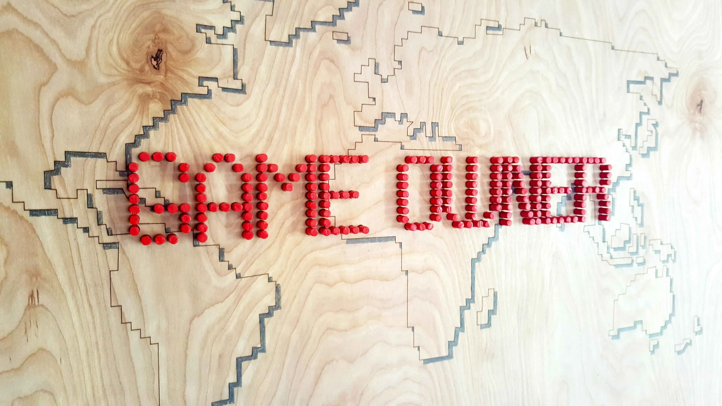 Desert panorama in red letters