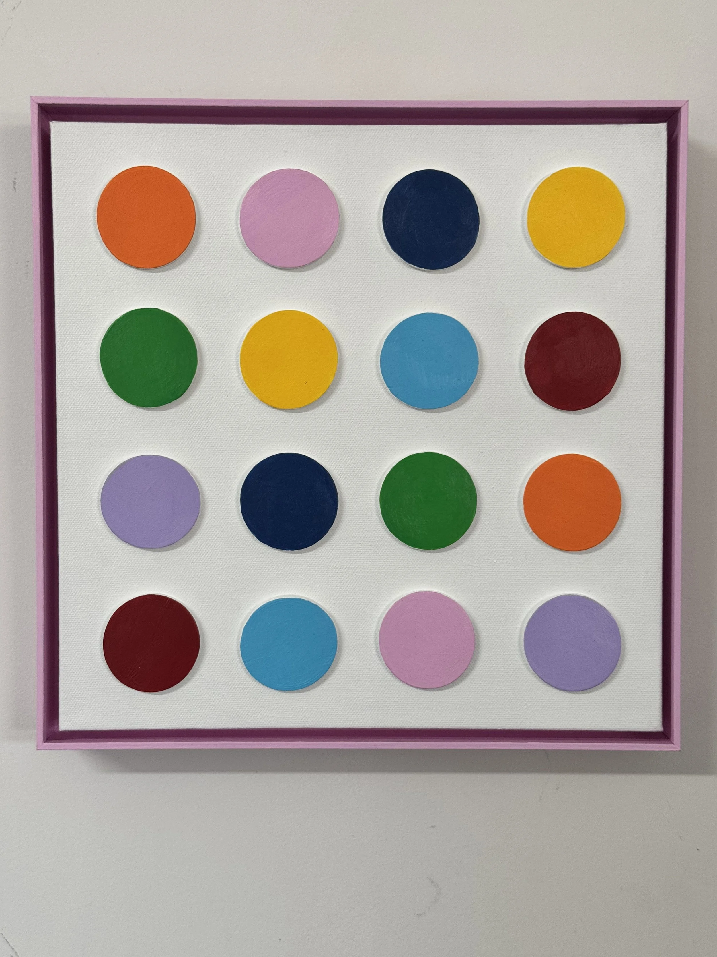 dotty pink framed 12 x 12 on wall.jpg