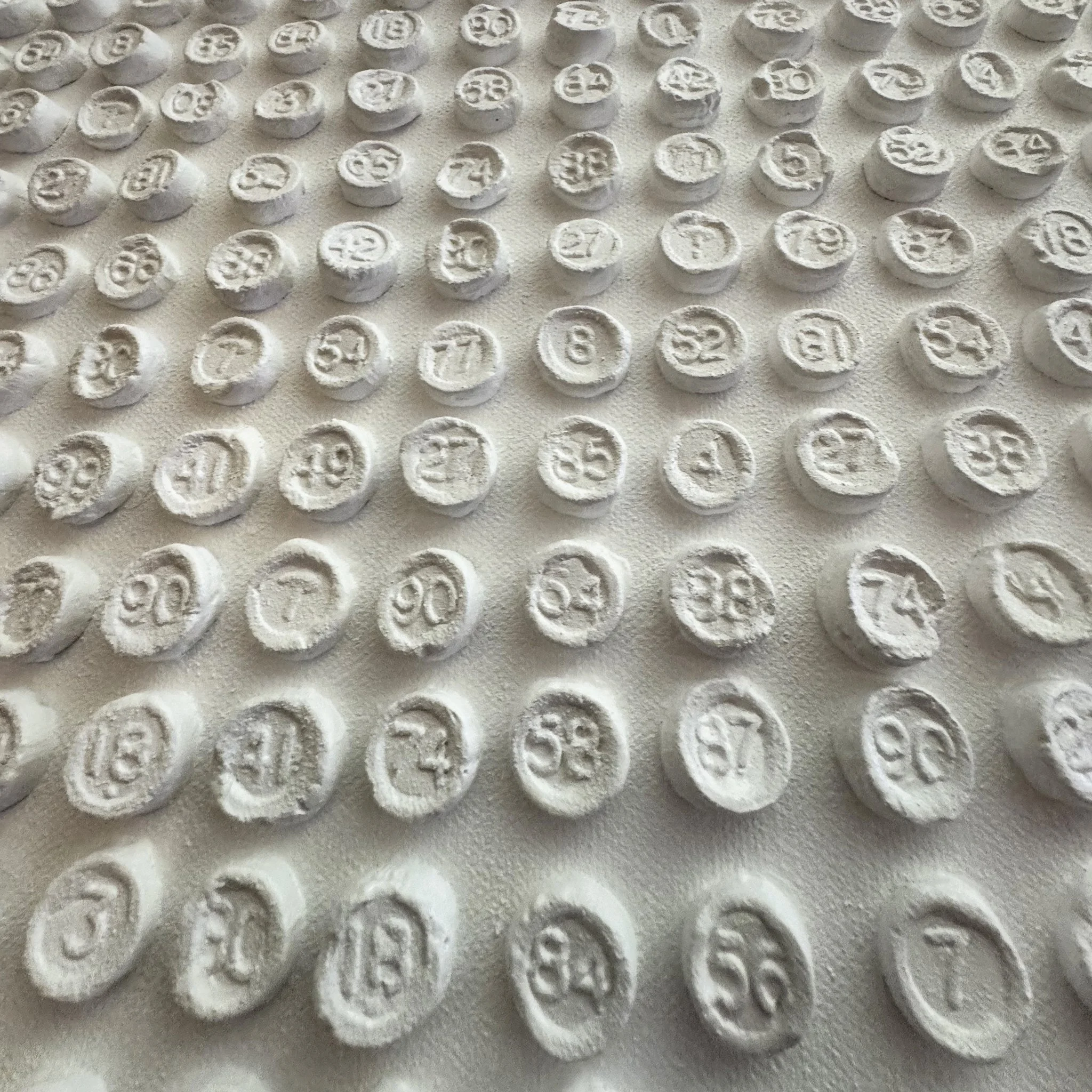 1 - Numbers 20x20 plaster on canvas close up.jpg