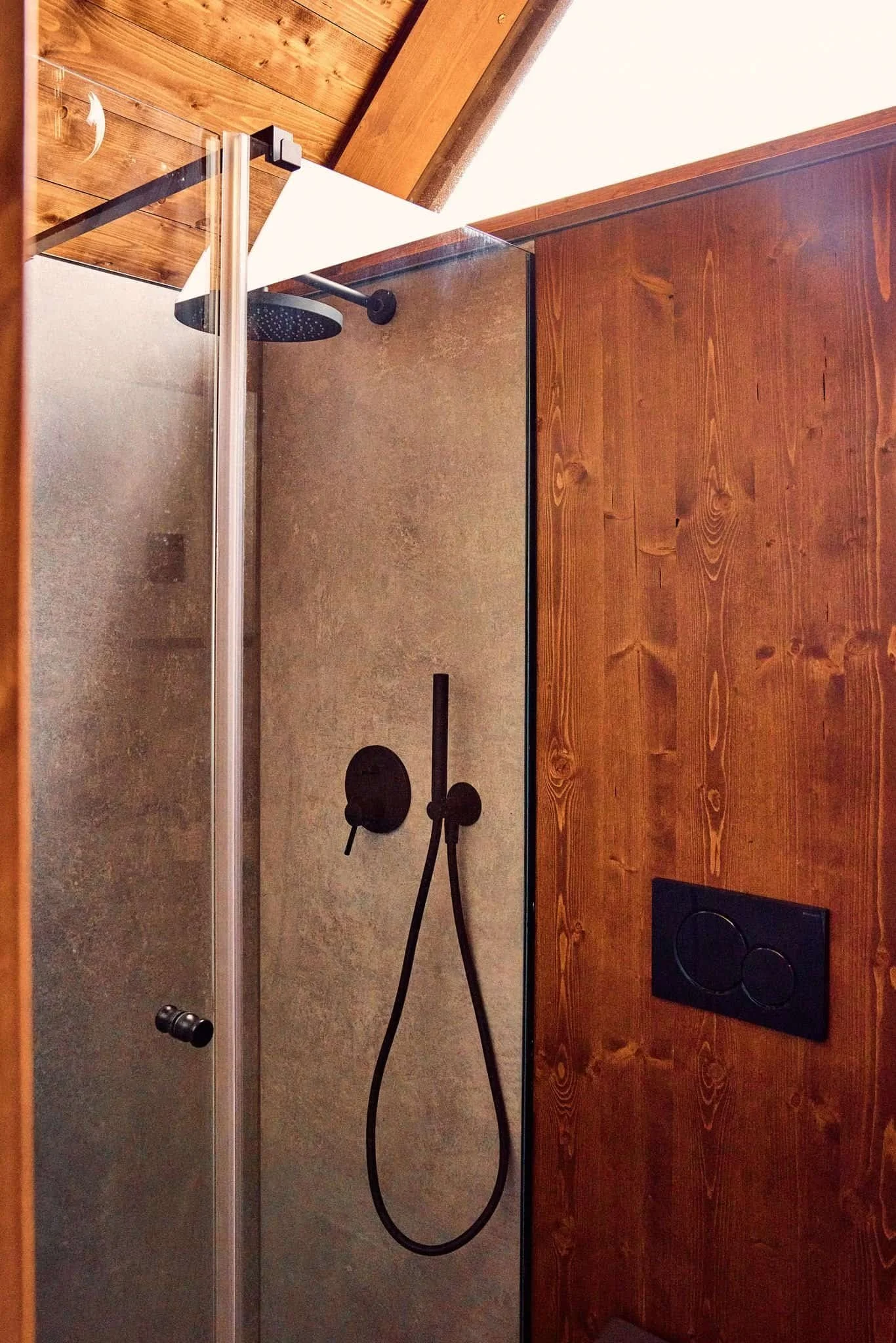 Rainfall shower inside NowHere nature cabin