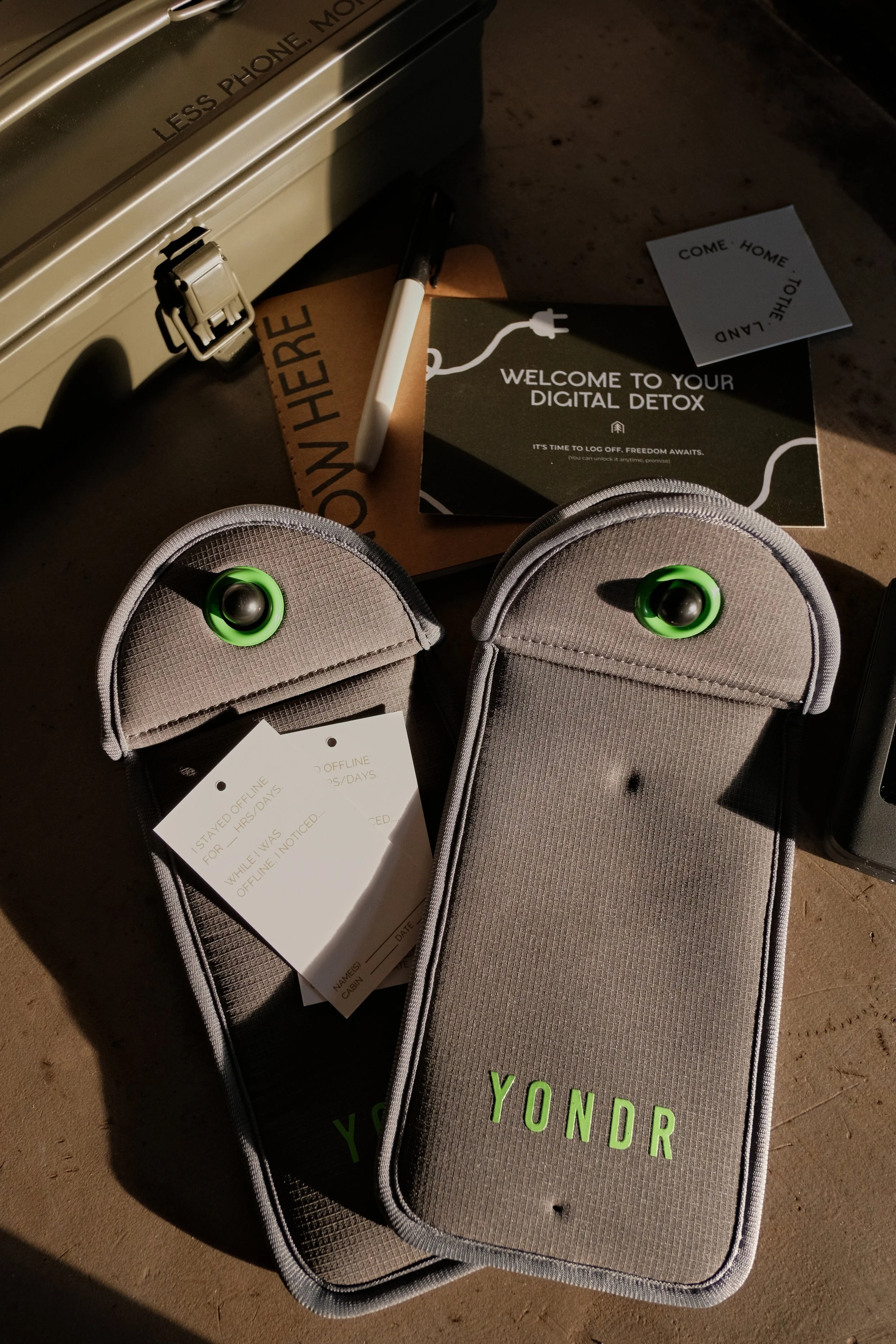 Digital detox toolkit with Yondr pouches at NowHere