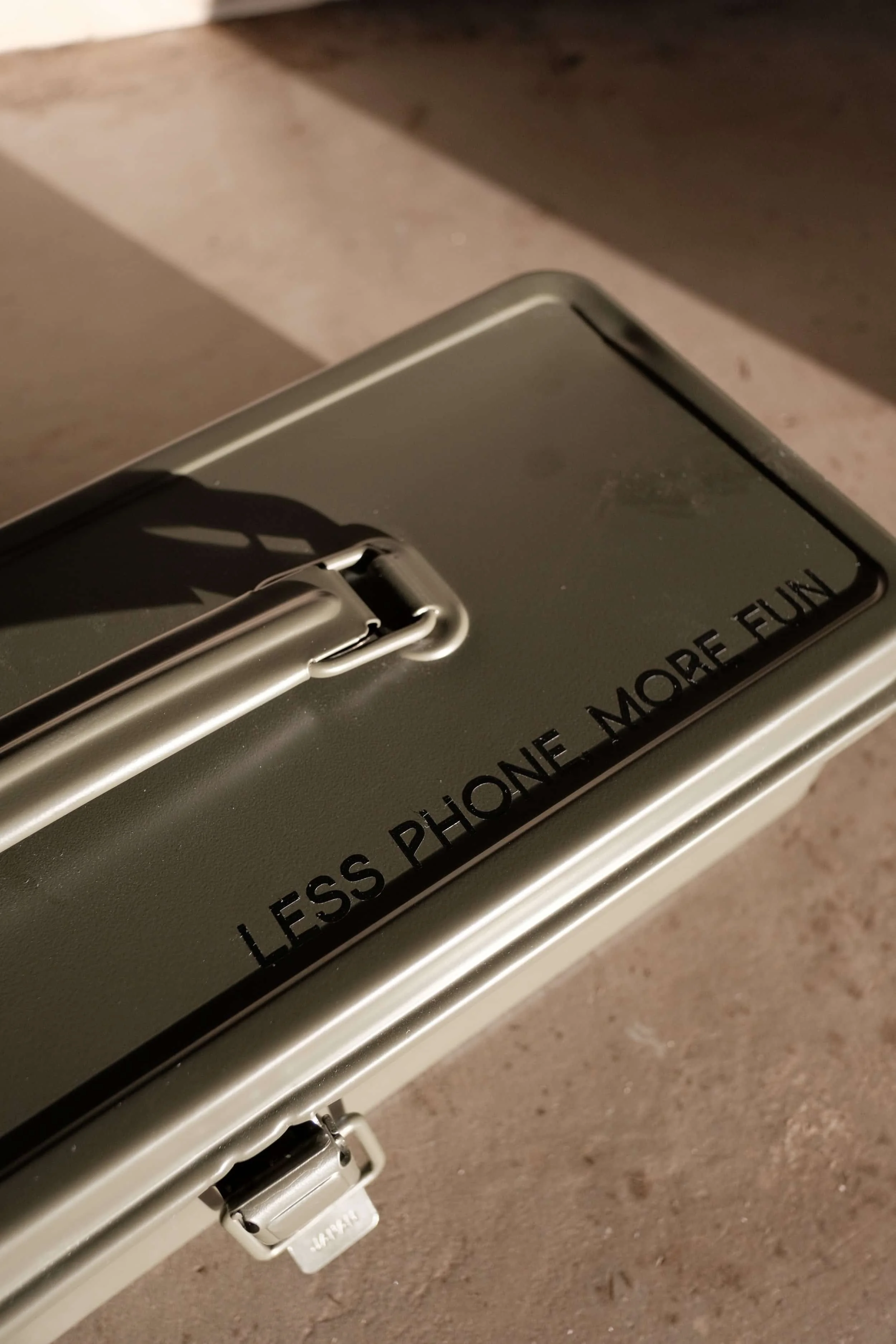 Phone lockbox used for unplugging at NowHere cabins