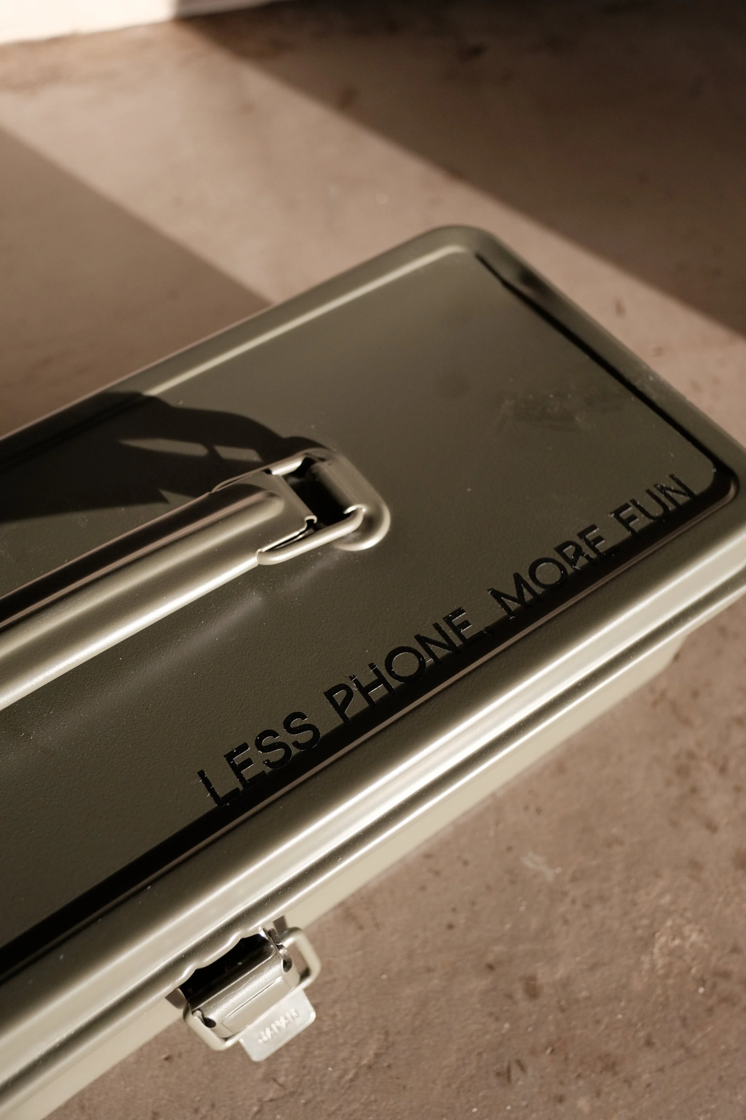 Phone lockbox used for unplugging at NowHere cabins