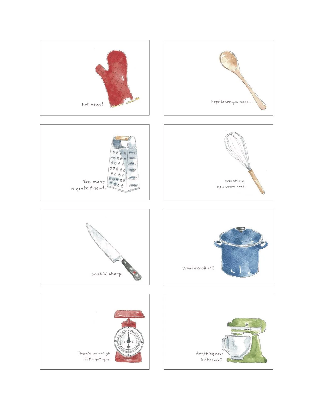 kiss the cook notecards
