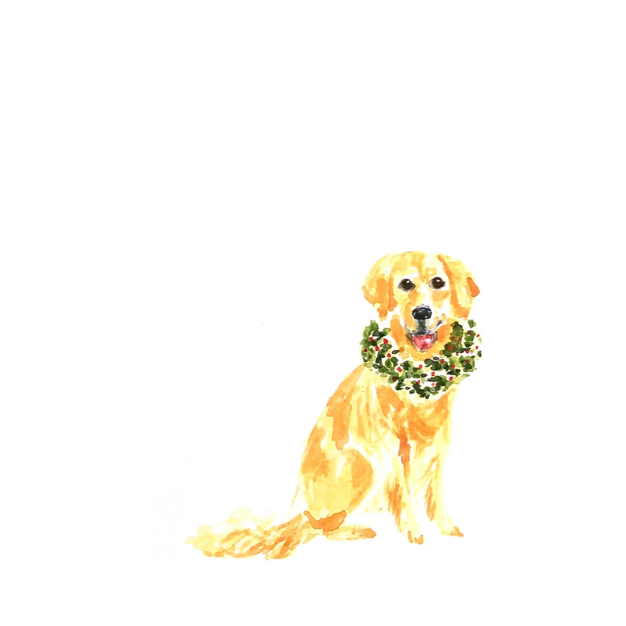 golden retriever holiday note cards