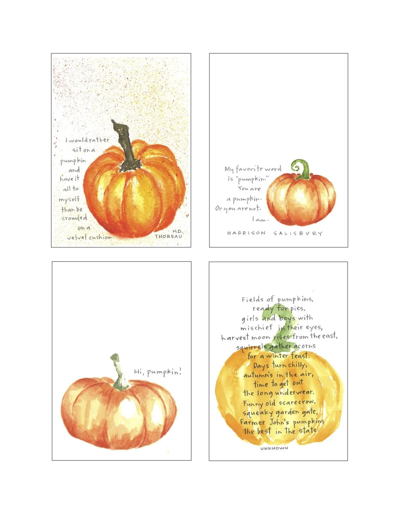 pumpkin patch note cards