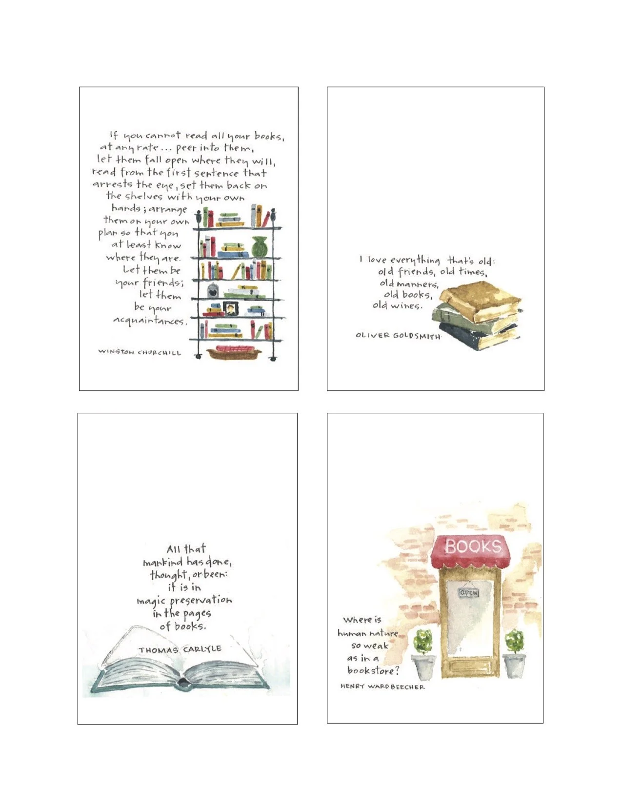 book lovers note cards