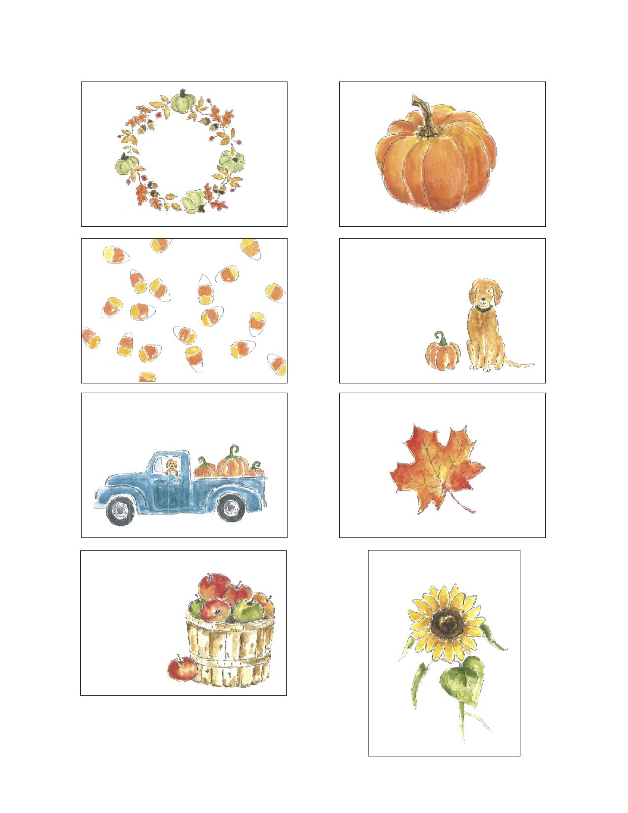 fall two note cards