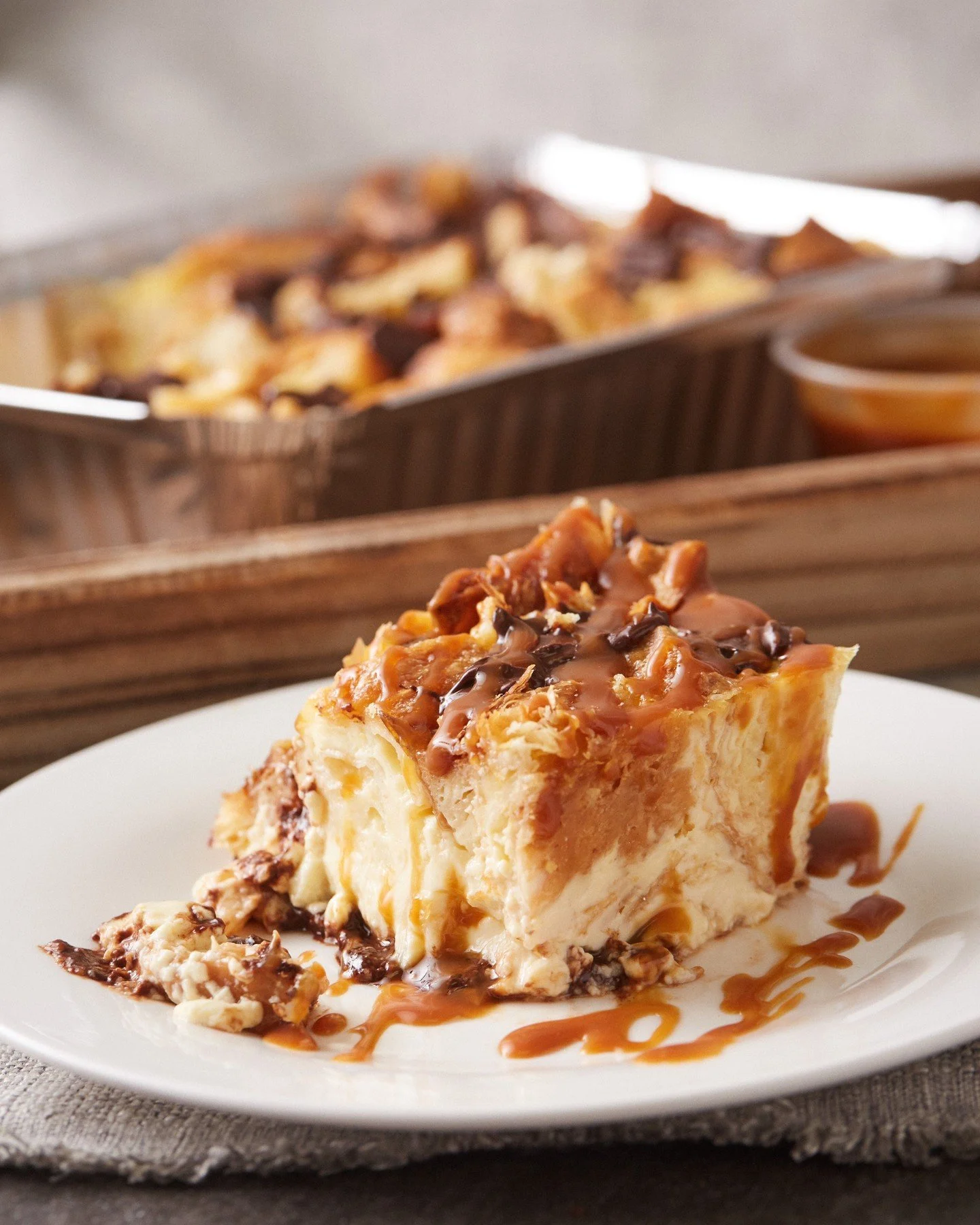 Looking for a dessert as effortless as it is delicious? Our Chocolate Croissant Bread Pudding with salted caramel sauce is indulgent, comforting, and ready to serve at your Thanksgiving table.