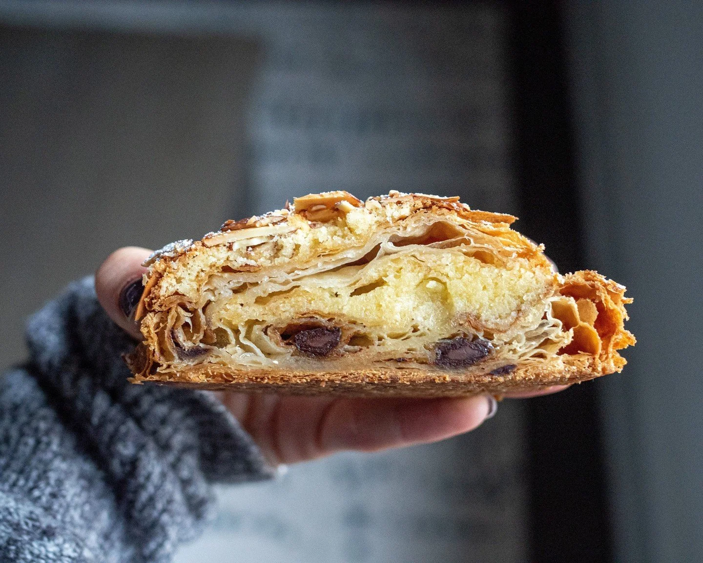 Flaky, buttery, and filled with rich dark chocolate and almond cream. Our chocolate almond croissant is the kind of breakfast that makes getting out of bed on a cold morning worth it.