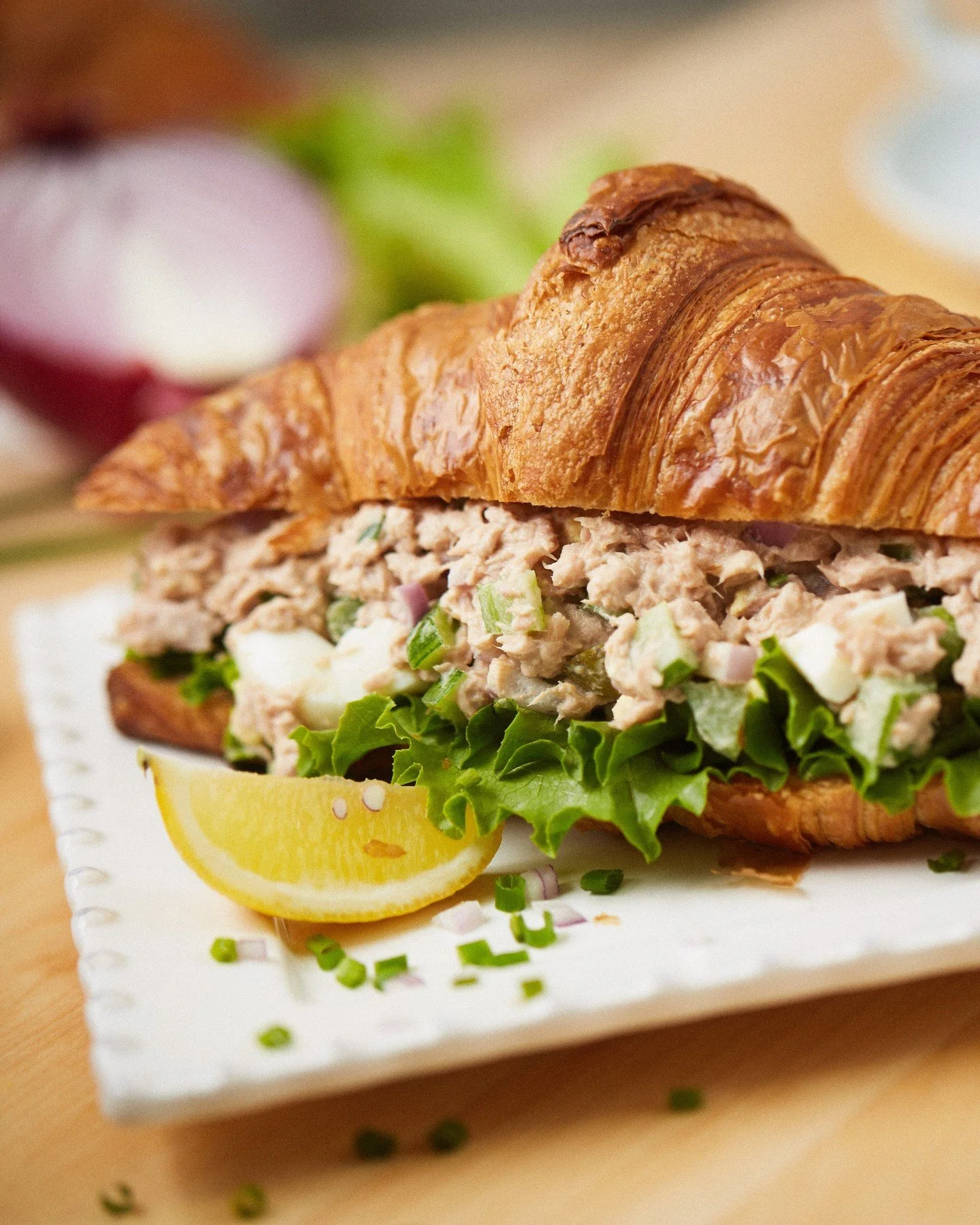 Have you tried our Tuna Salad Croissant? 🐟
Albacore tuna with Dijon, dill pickles, hard-boiled eggs, crunchy celery, and red onion, all tucked into our buttery, flaky croissant. 

Available every Friday through Lent, swing by before they're gone!