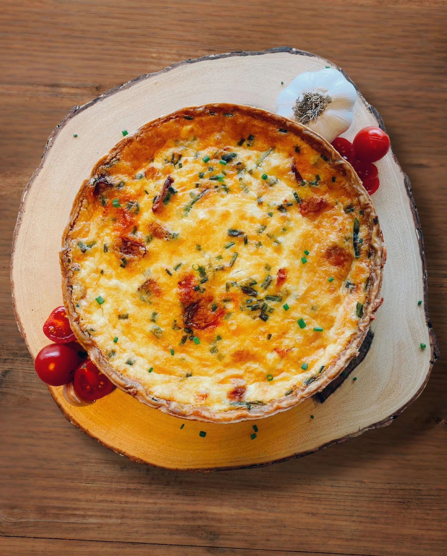 Roasted Tomato Ch&egrave;vre Quiche: a Mother's Day exclusive!

Start Mother's Day off right with the perfect breakfast-in-bed: a slice of creamy, savory, quiche with roasted cherry tomatoes and tangy goat cheese.

Our quiche sell fast! Pre-order now