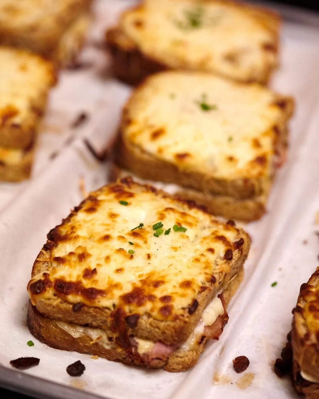 Our favorite thing about Fridays? The smell of Croque Monsieur coming out of the oven.

Layered with smoked ham, Gruy&egrave;re, and b&eacute;chamel on housemade French country bread, it's baked until golden and perfectly melty.

Available Friday mor