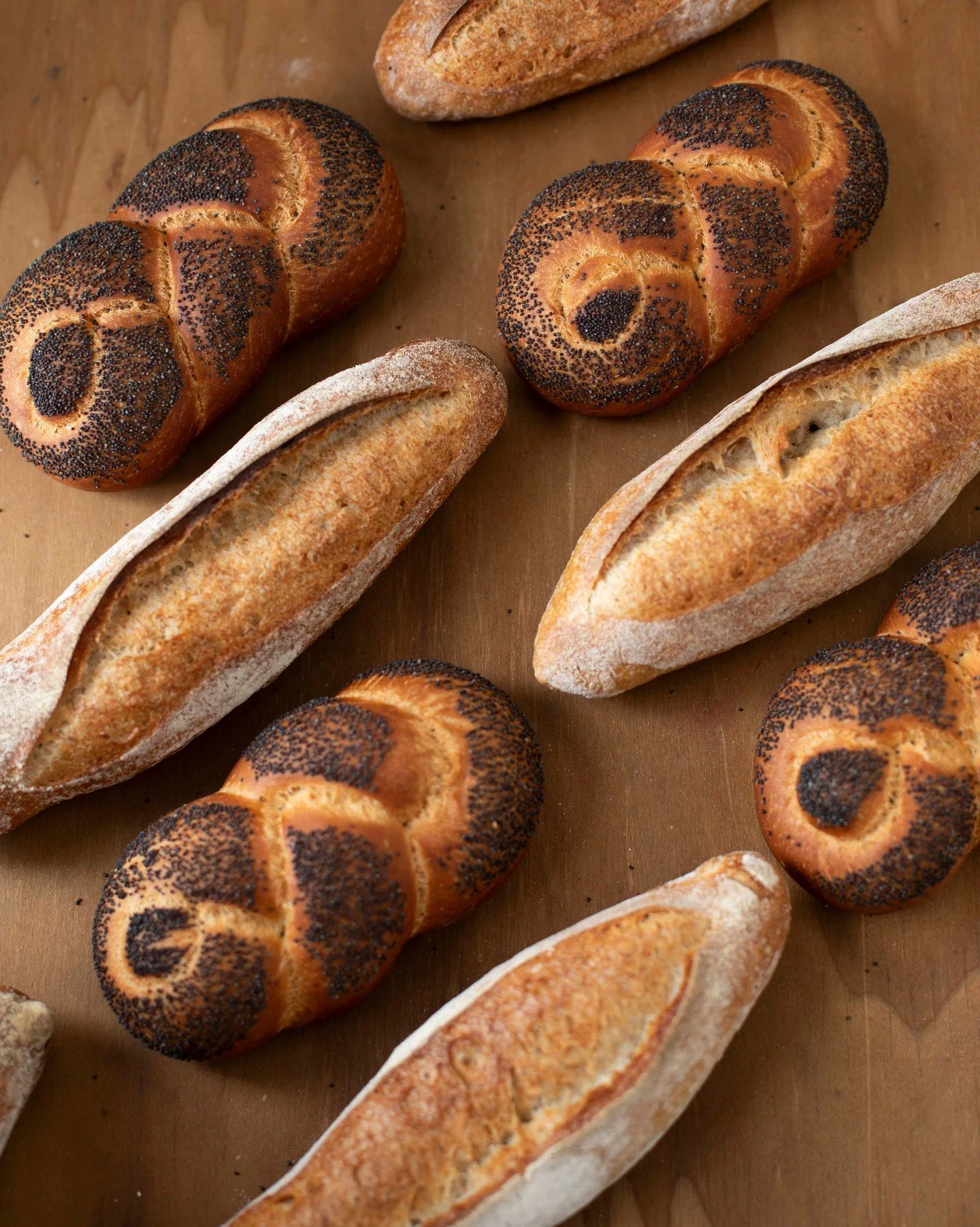 All of our sandwich breads are made entirely in-house and baked off every morning, because fresh bread makes all the difference.

Craving one of our demi baguettes or a fluffy poppyseed challah roll? We offer select breads in-store daily while they l