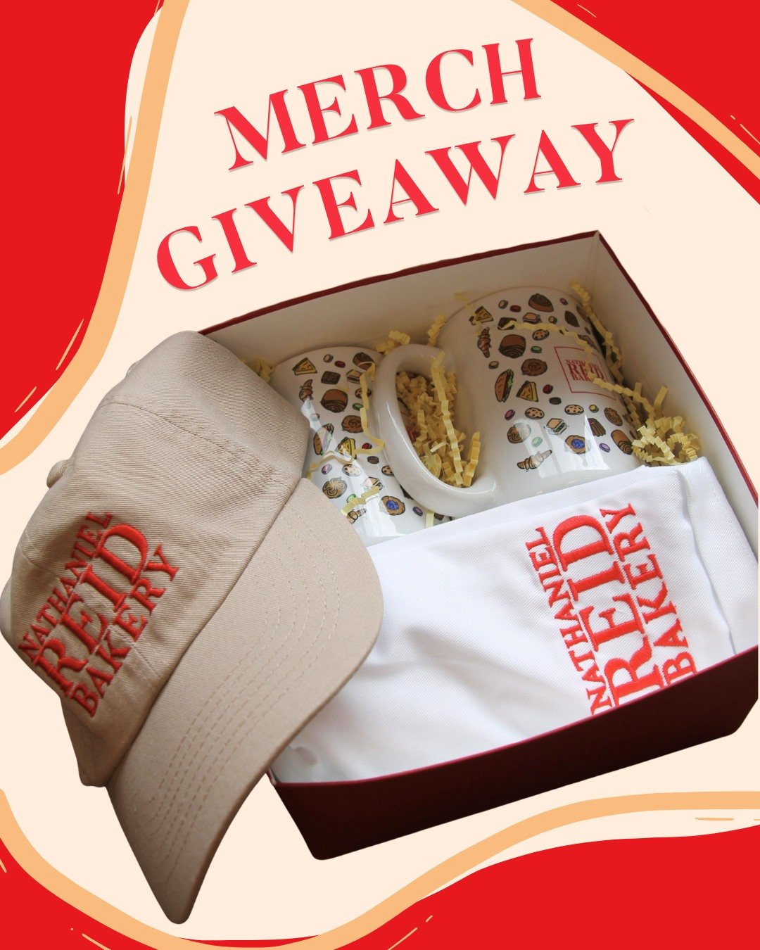 We're wrapping up our Anniversary Giveaway Week with one final surprise!

The *FIRST person in line* when we open at 8am will win a special Nathaniel Reid Bakery merchandise bundle featuring:

&bull; Two NRB mugs
&bull; An NRB hat
&bull; An embroider
