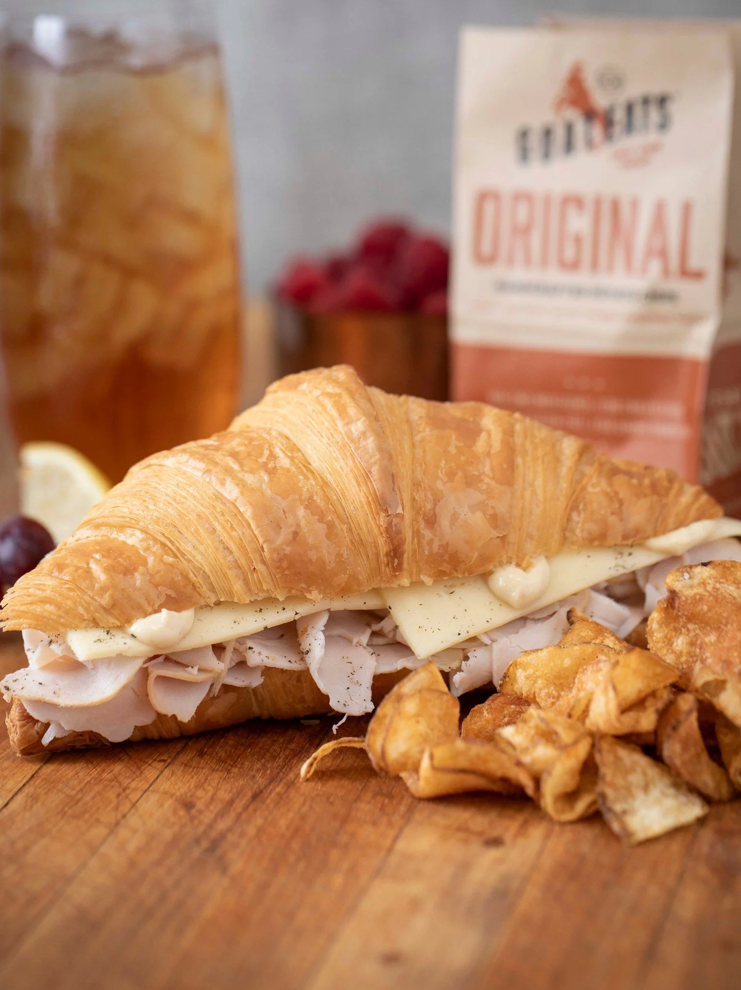 Our Roasted Turkey Sandwich features oven-roasted turkey, creamy Havarti, Dijon aioli, and freshly ground Tellicherry pepper, all served on our housemade croissant.

Simple ingredients, exceptional execution.