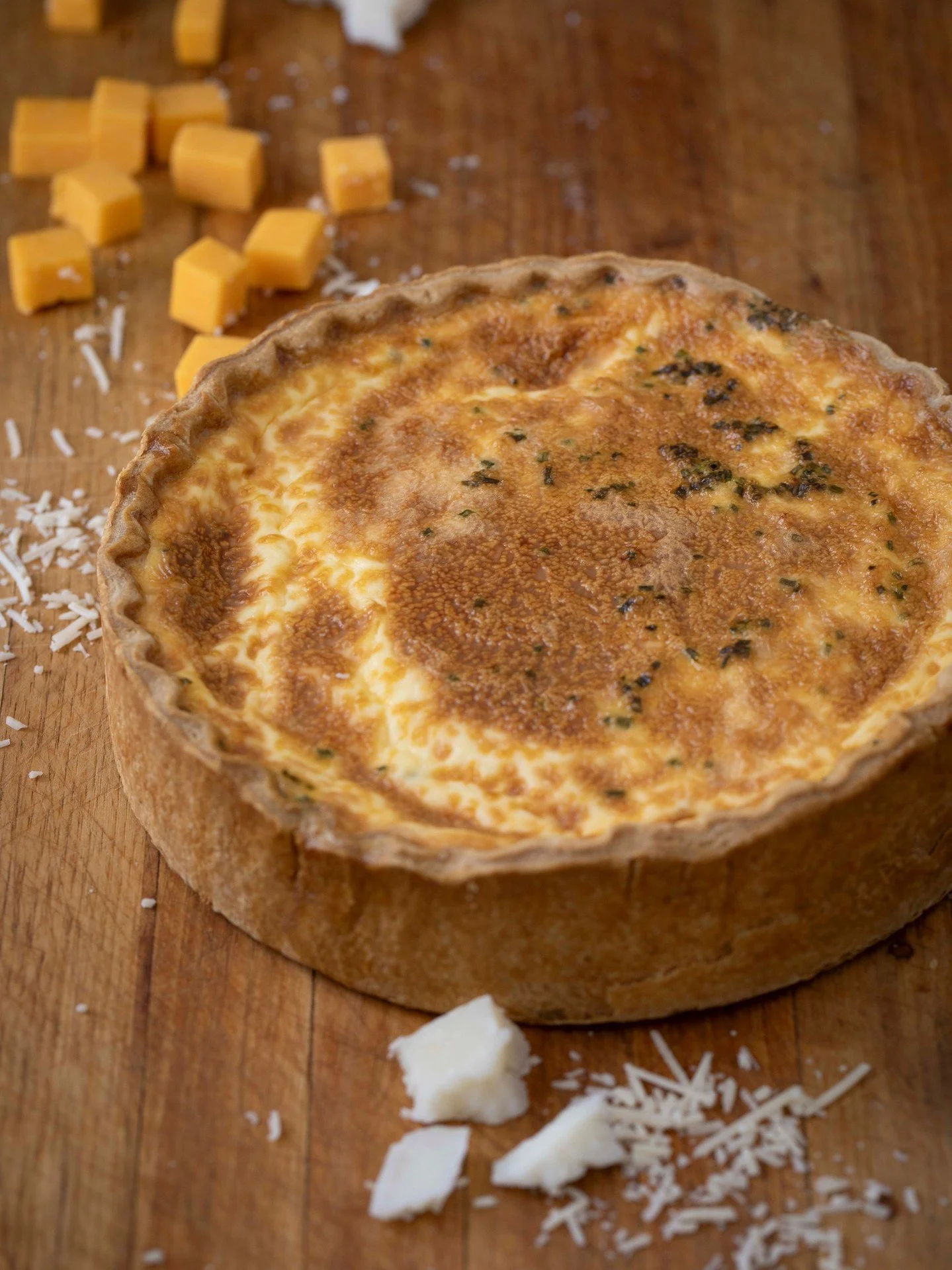 If you're in need of breakfast for the week, look no further than our Whole Quiche. Available in Four Cheese and Bacon, it's easy to slice and reheat in the morning. Easy and delicious- sure to brighten any breakfast-lovers day!
