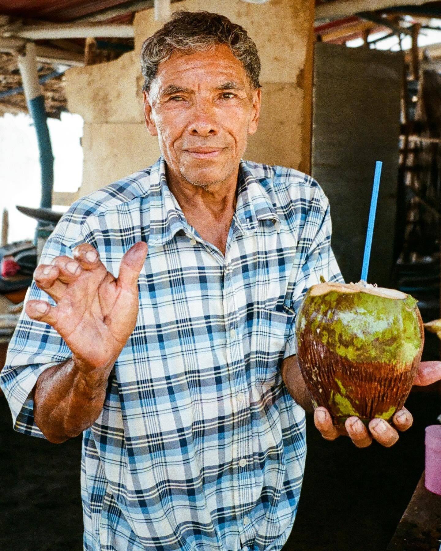 Antonio. With a giant smile he told me he&rsquo;s been chopping up coconuts at this wave for over 25 years. He also told me that he&rsquo;d look after my bag with my camera in it while I went out to surf and pointed to a spot to leave it. I&rsquo;m u