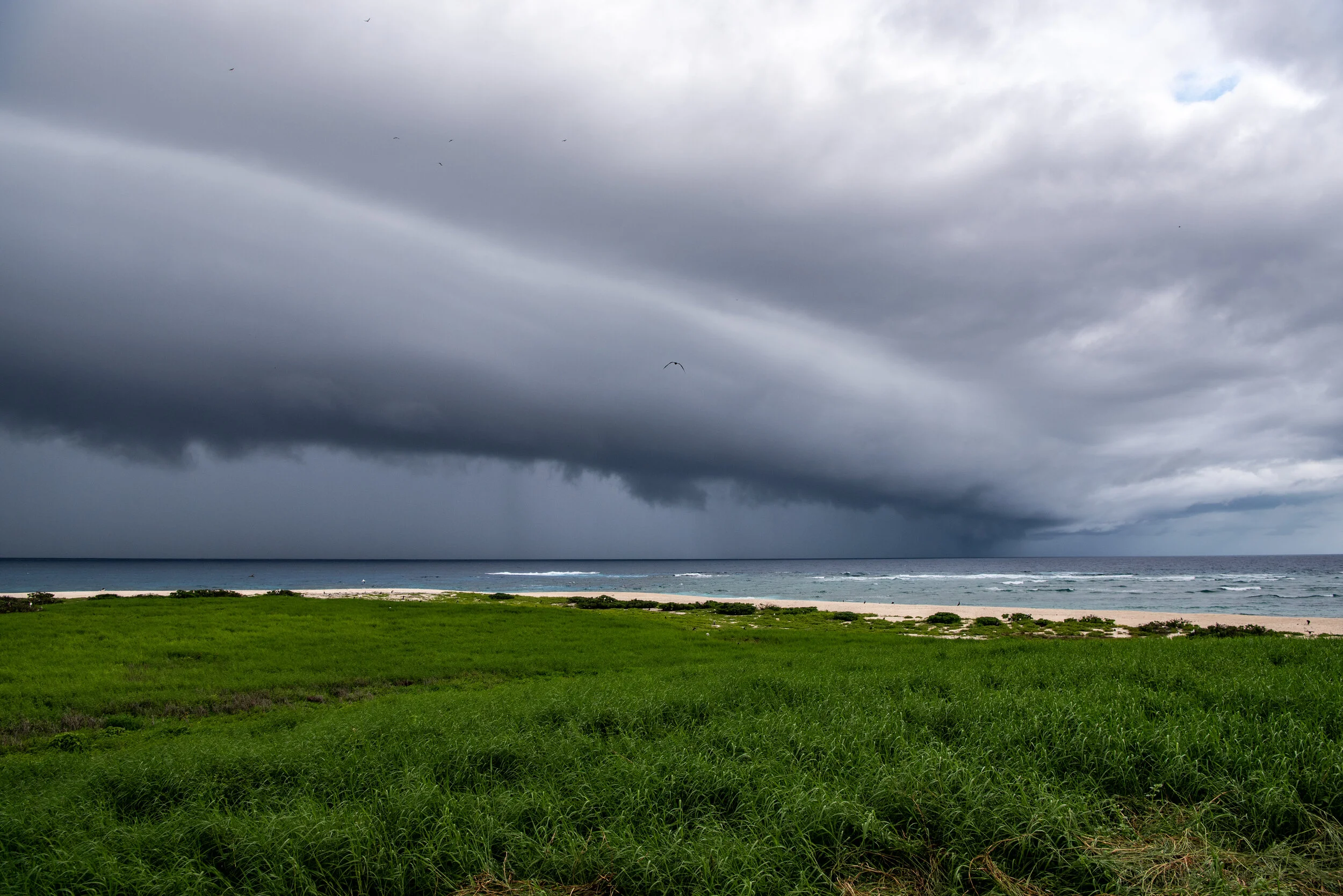  February 2019 - Squall line across the southern horizon approaching the island. 