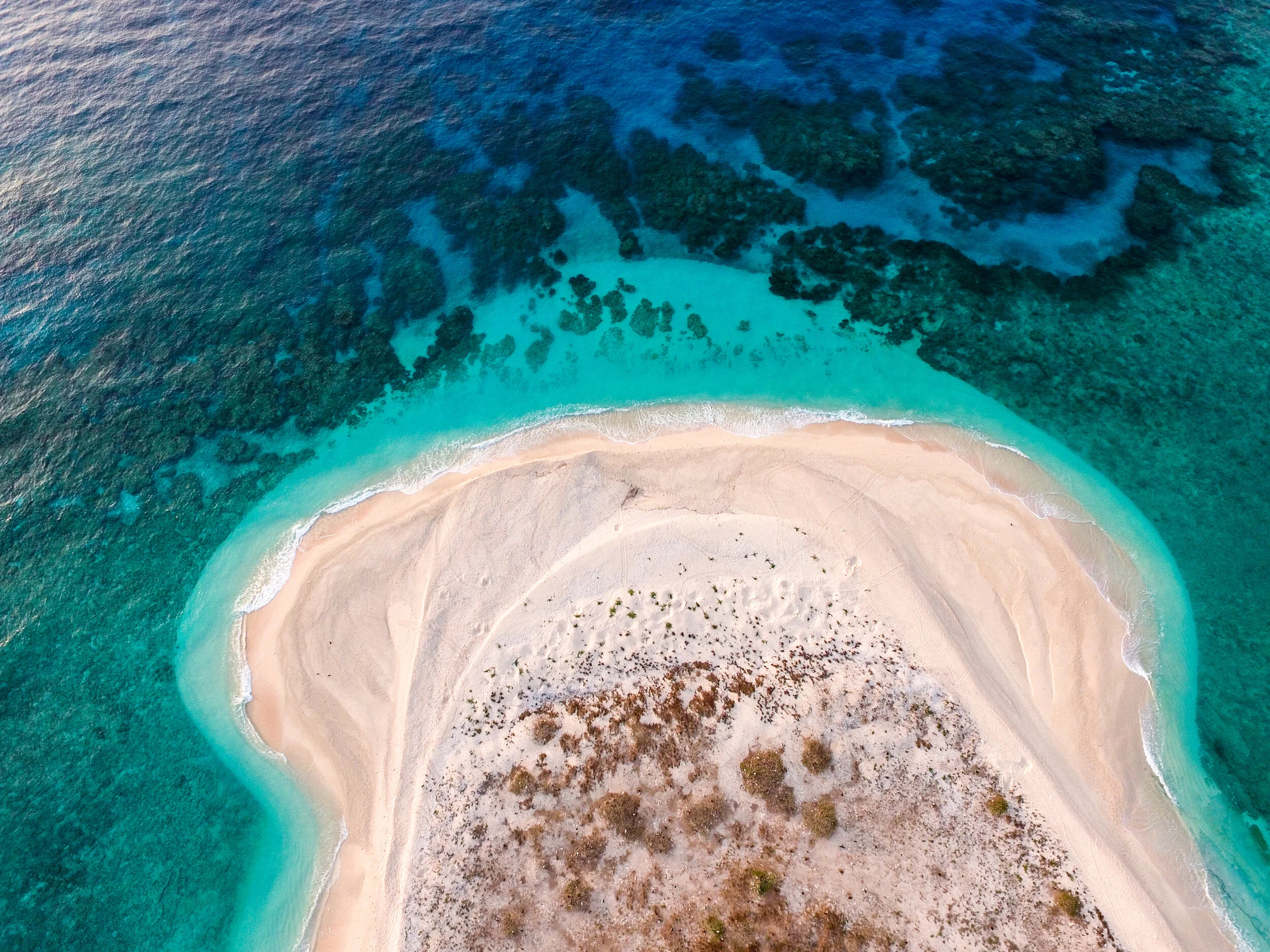 November 2018 - Drone shot of Turtle tracks on the beach at the southern end of the island. 