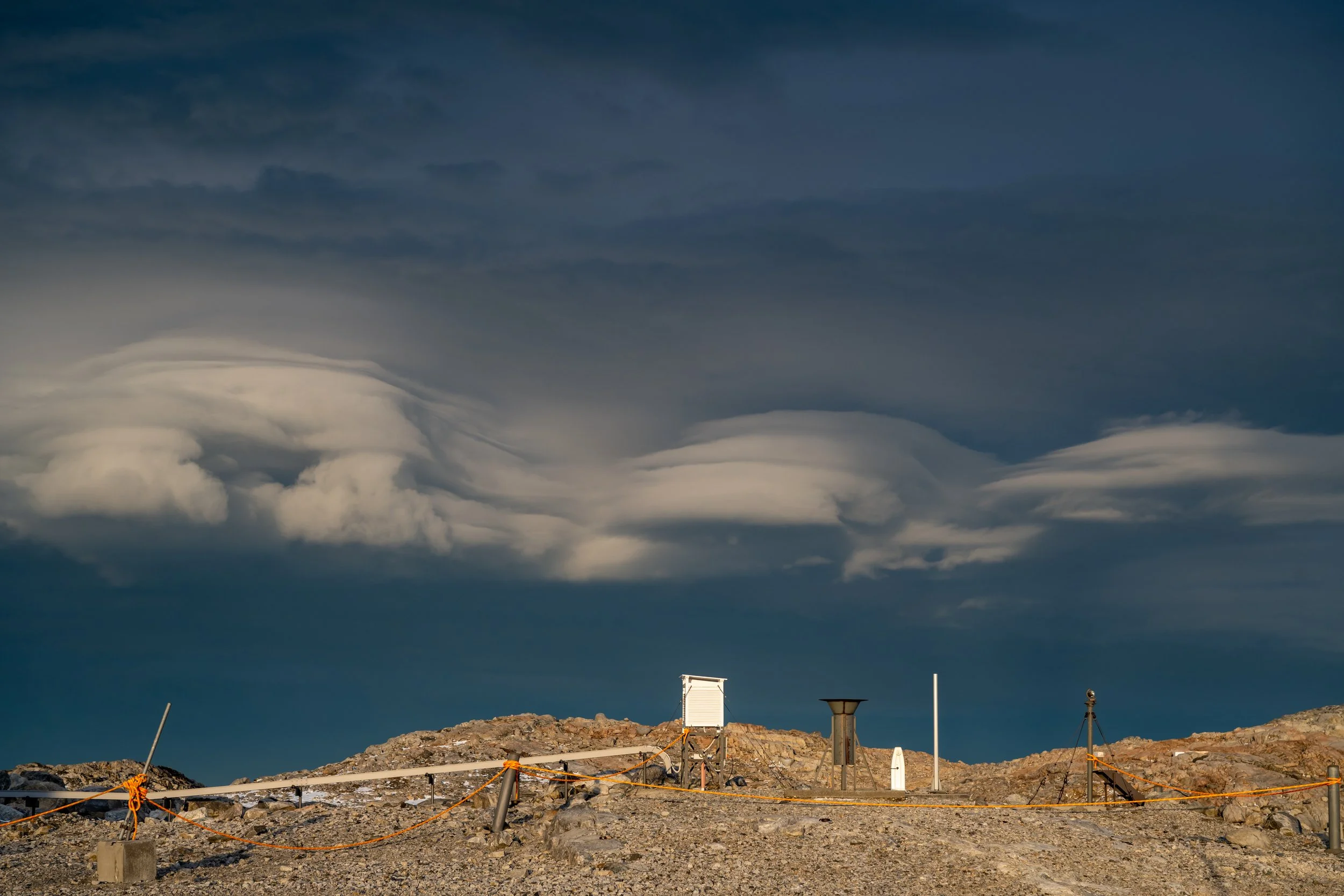 C107 - Amazing cloud formations at the start of March, caused by the extreme winds aloft flowing from the east over Law Dome