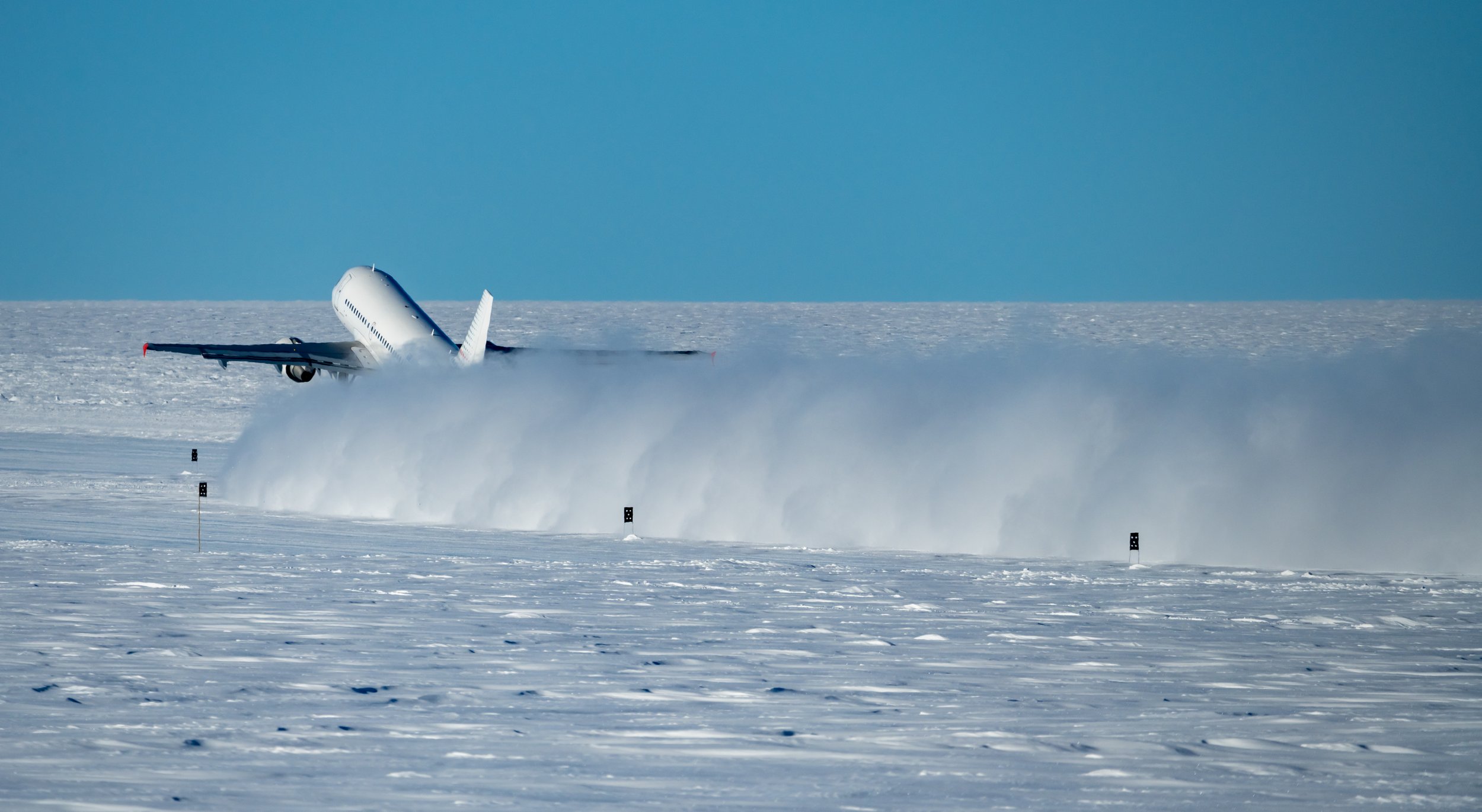 C169 - Sky Traders A319 Airbus taking off from Wilkins runway for the final departure of the 2021/22 Summer