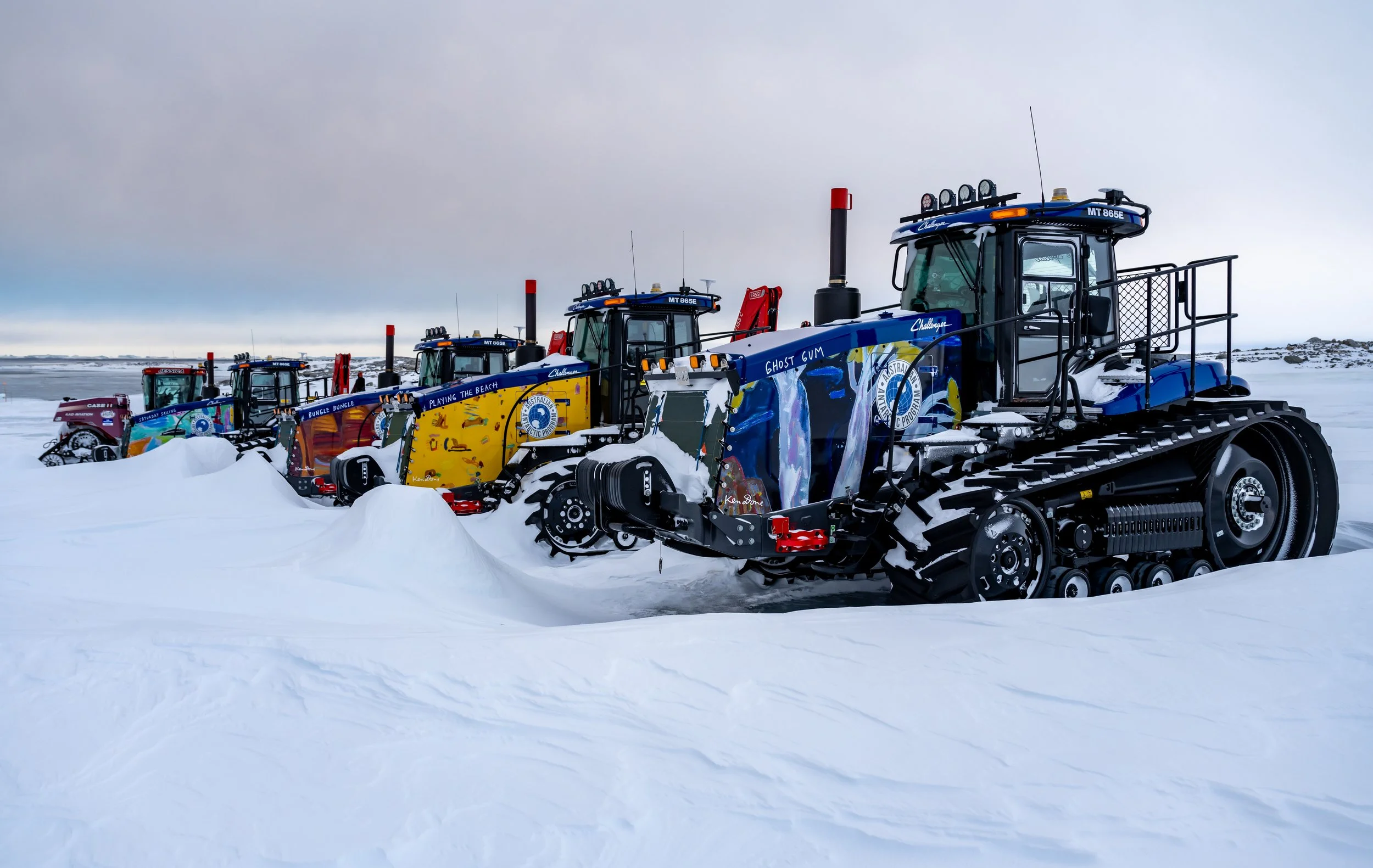 C185 - Four of the brand new tractors for the Million Year Ice Core Project