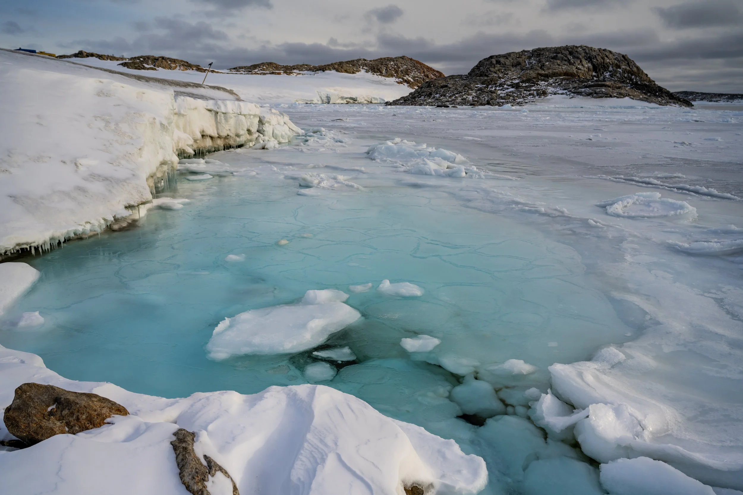 C208 - Sea Ice forming in Newcomb Bay - view to the west with Budnick Hill in the right background