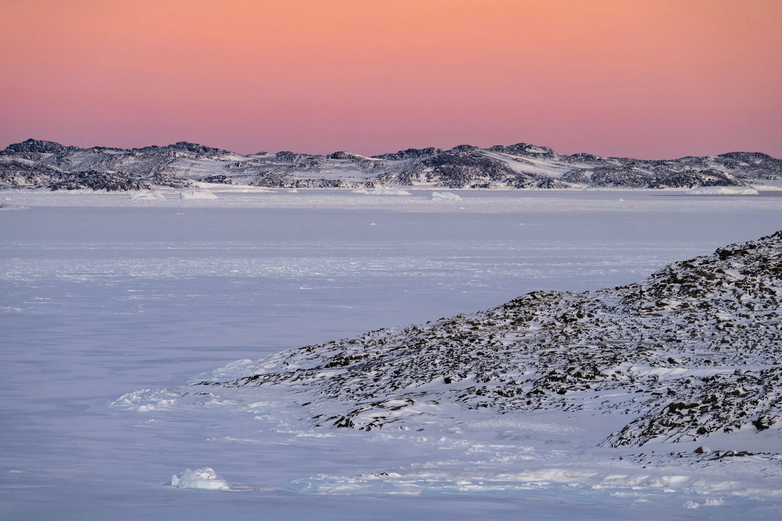 C267 - 8th of May 2022 9:24 am - the pastel colours of sunrise over western end of Odbert Island and across Hiegel Passage from Robbos hut