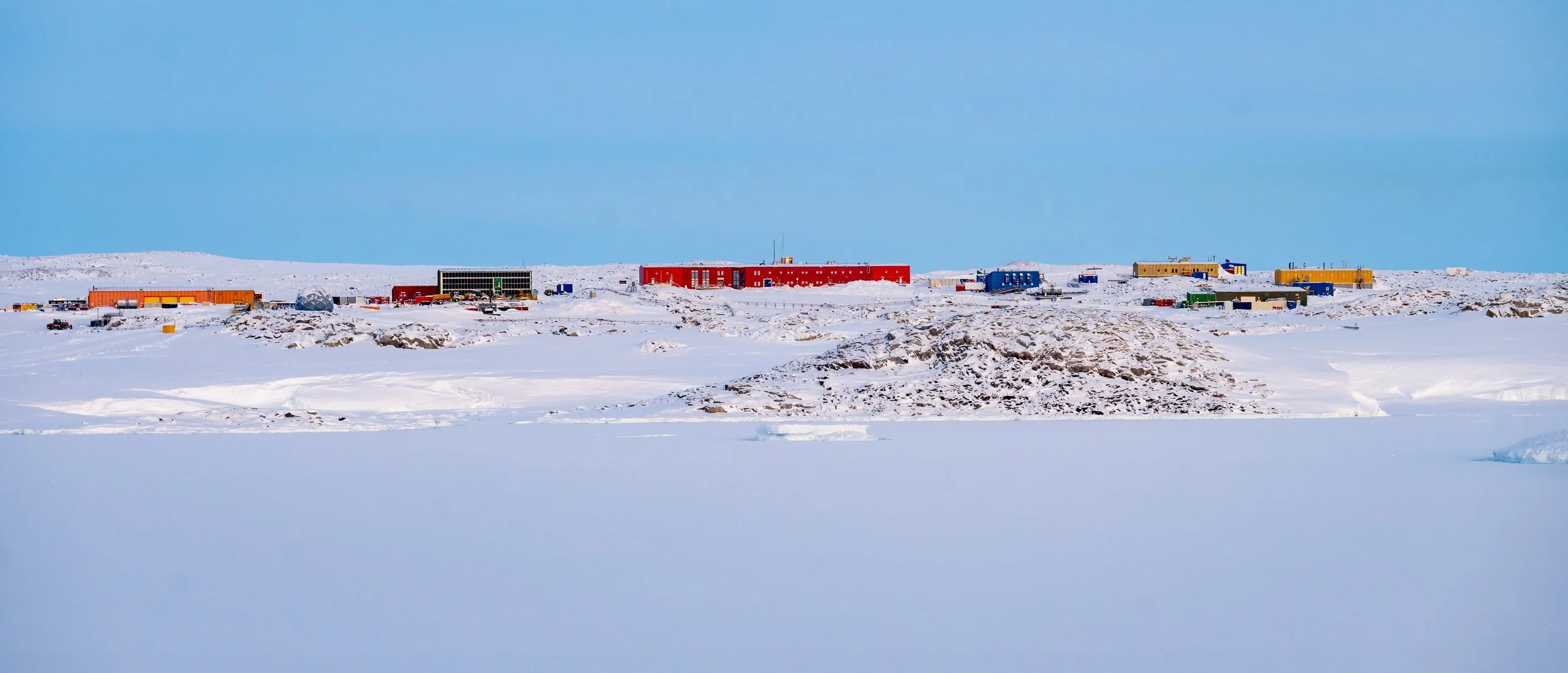 C355 - 5th of June 1:18 pm - Casey Station taken from the sea ice in Newcomb Bay
