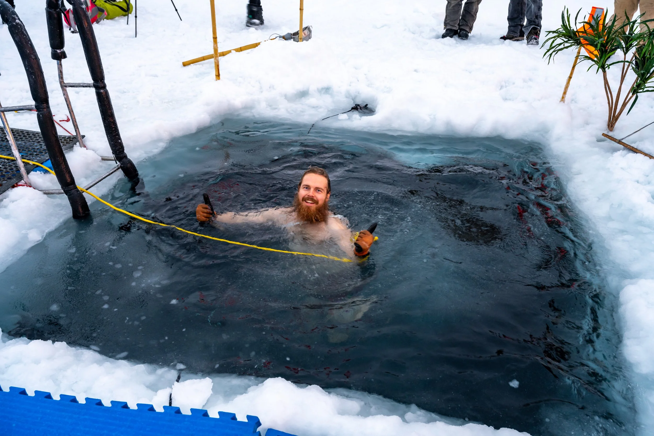 C375 - 20th of June 11:32 am - Expeditioner Dylan taking part in the Mid Winter swim