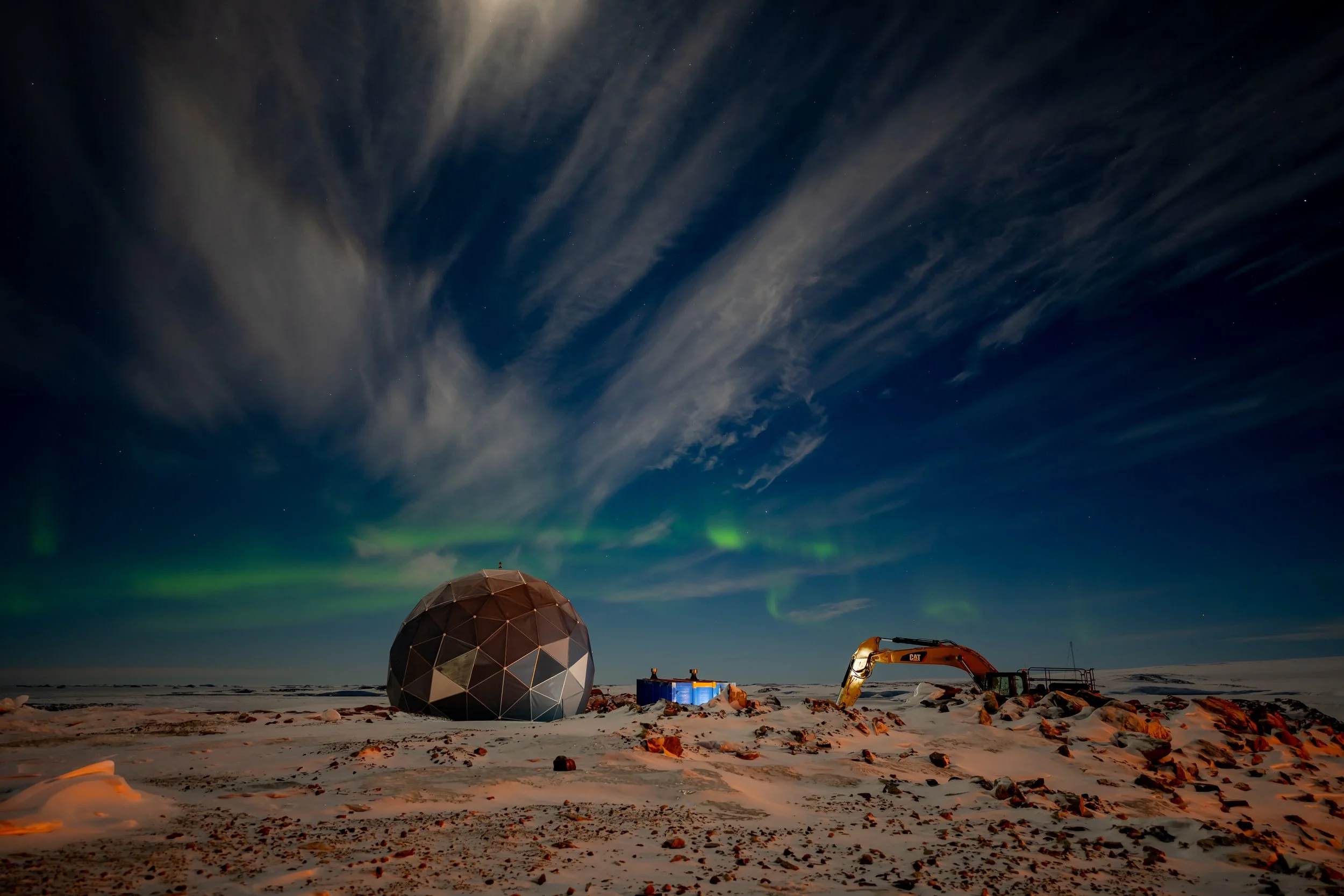 C384 - 12th of July 11:16 pm - Moonlight illuminates the high cloud and landscape as an Aurora swirls in the sky to the north