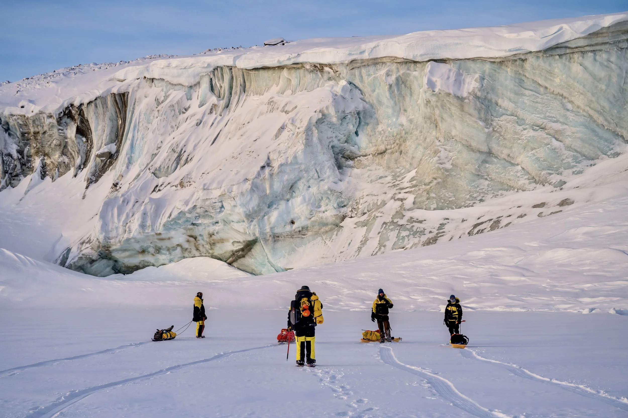 C439 - 7th of August 10:34 am - Walk amongst the Swain Group of islands - on the sea ice in front of amazing ice cliffs