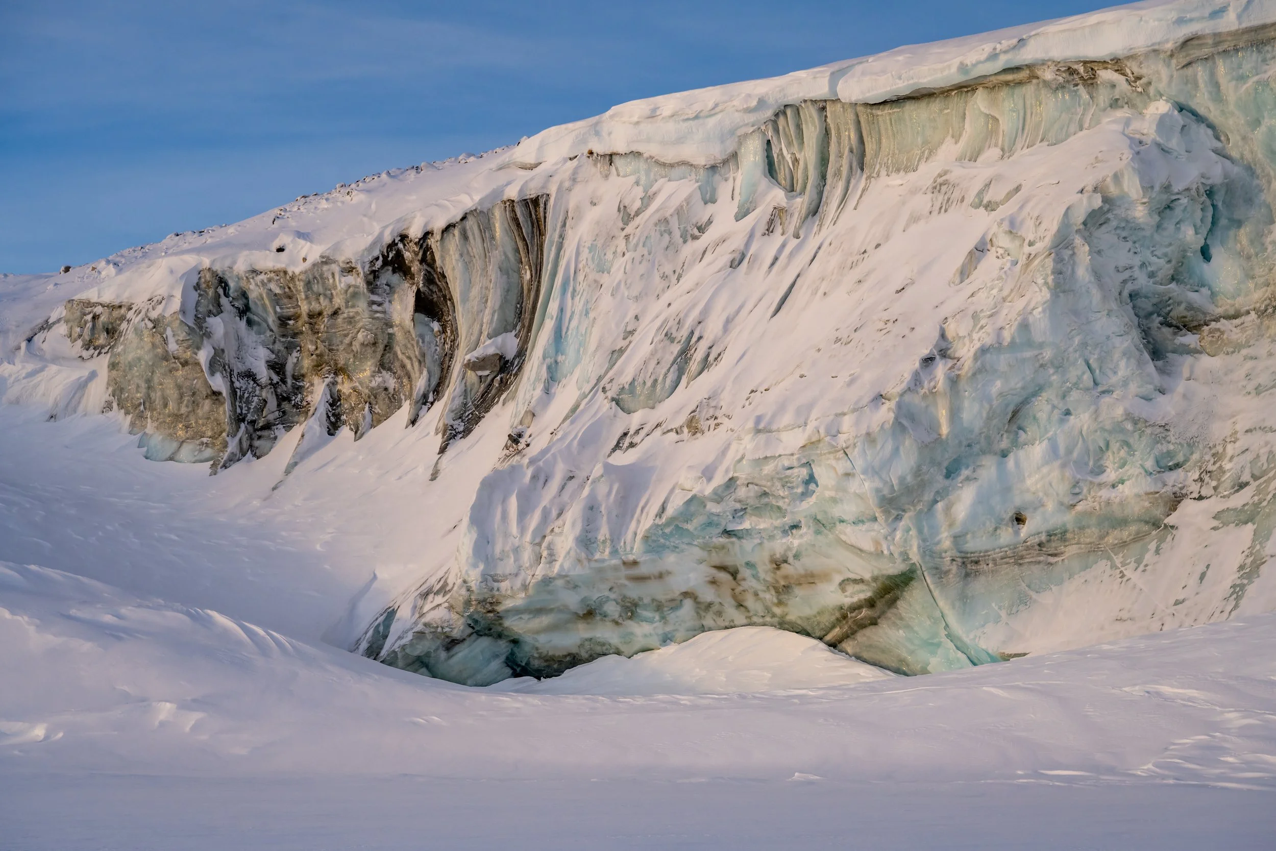 C461 - 7th of August 10:38 am - Walk amongst the Swain Group of islands - on the sea ice in front of amazing ice cliffs