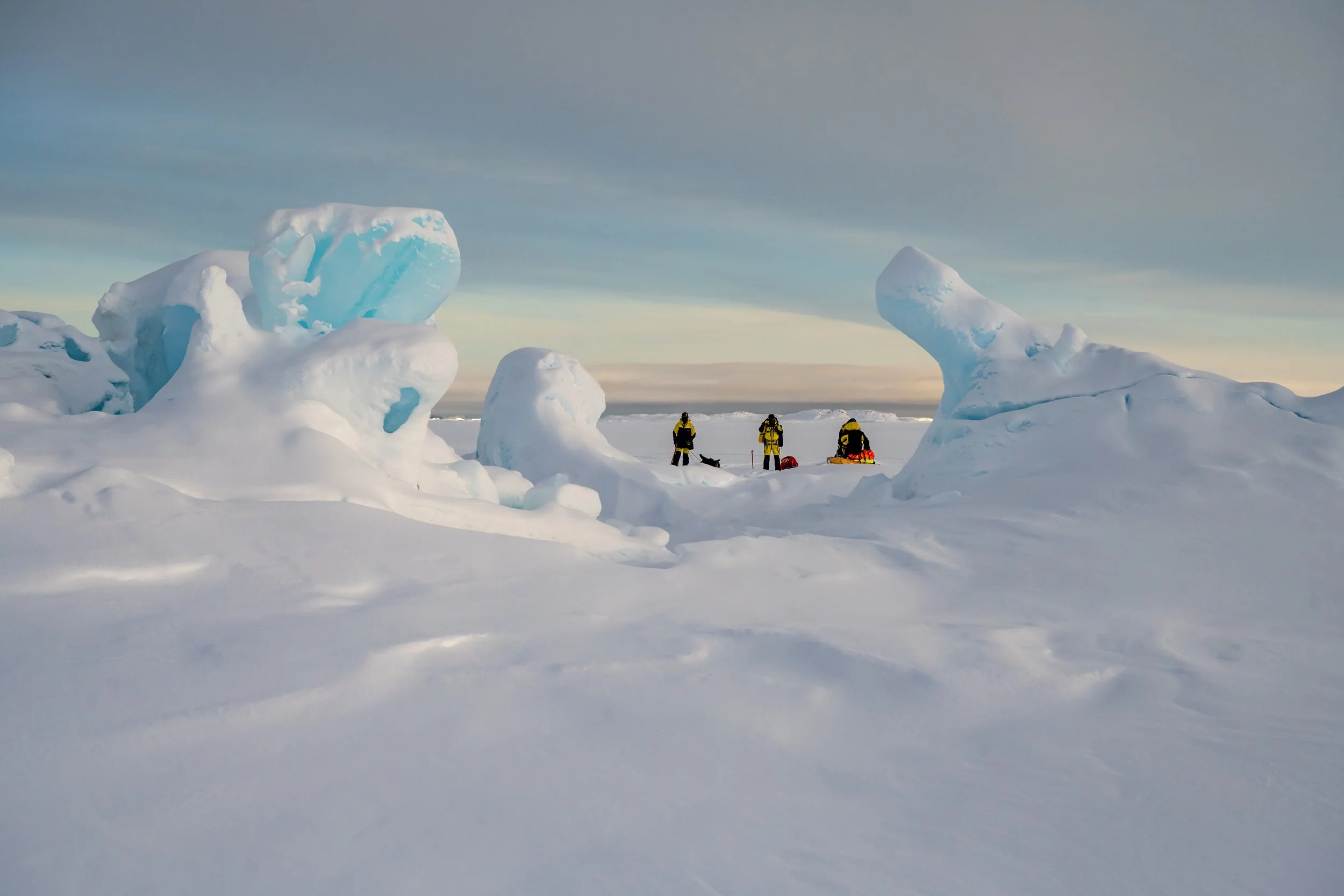C471 - 7th of August 11:05 am - Walk on the sea ice amongst the Swain Group of islands - small rafted ice bergs