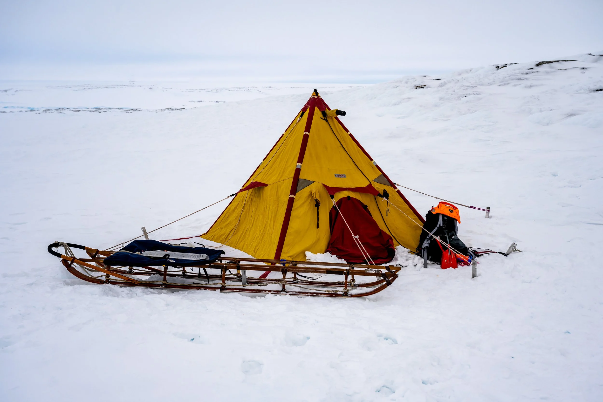 C477 - 21st of August 3:06 pm - A group of expeditioners camped out at Patterson Rocks in the Swain Group of islands