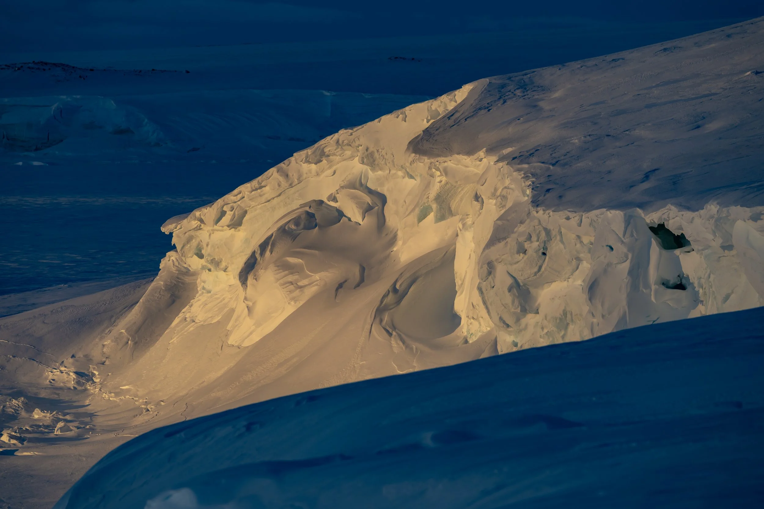 C504 - 26th of September 6:09 pm - Ice Cliff at sunset in Sparkes Bay near Robbos Hut