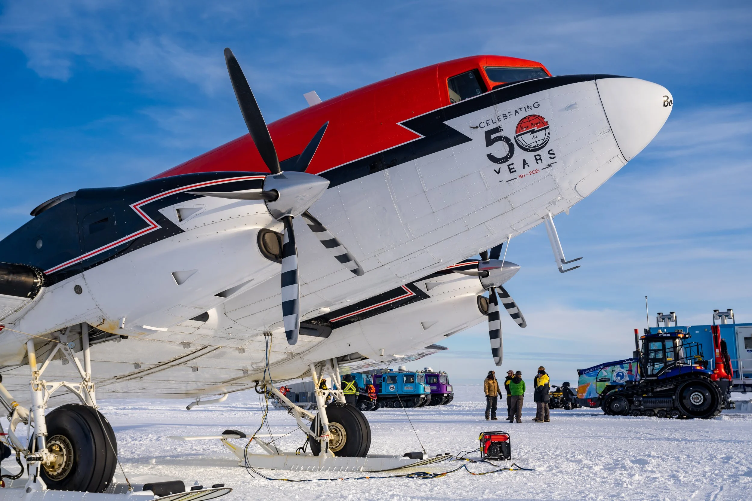 C601 - 30th of October 9:25 am - Ken Borek Basler C-FMKB (US program) at the Casey Skiway before heading back to McMurdo Station 