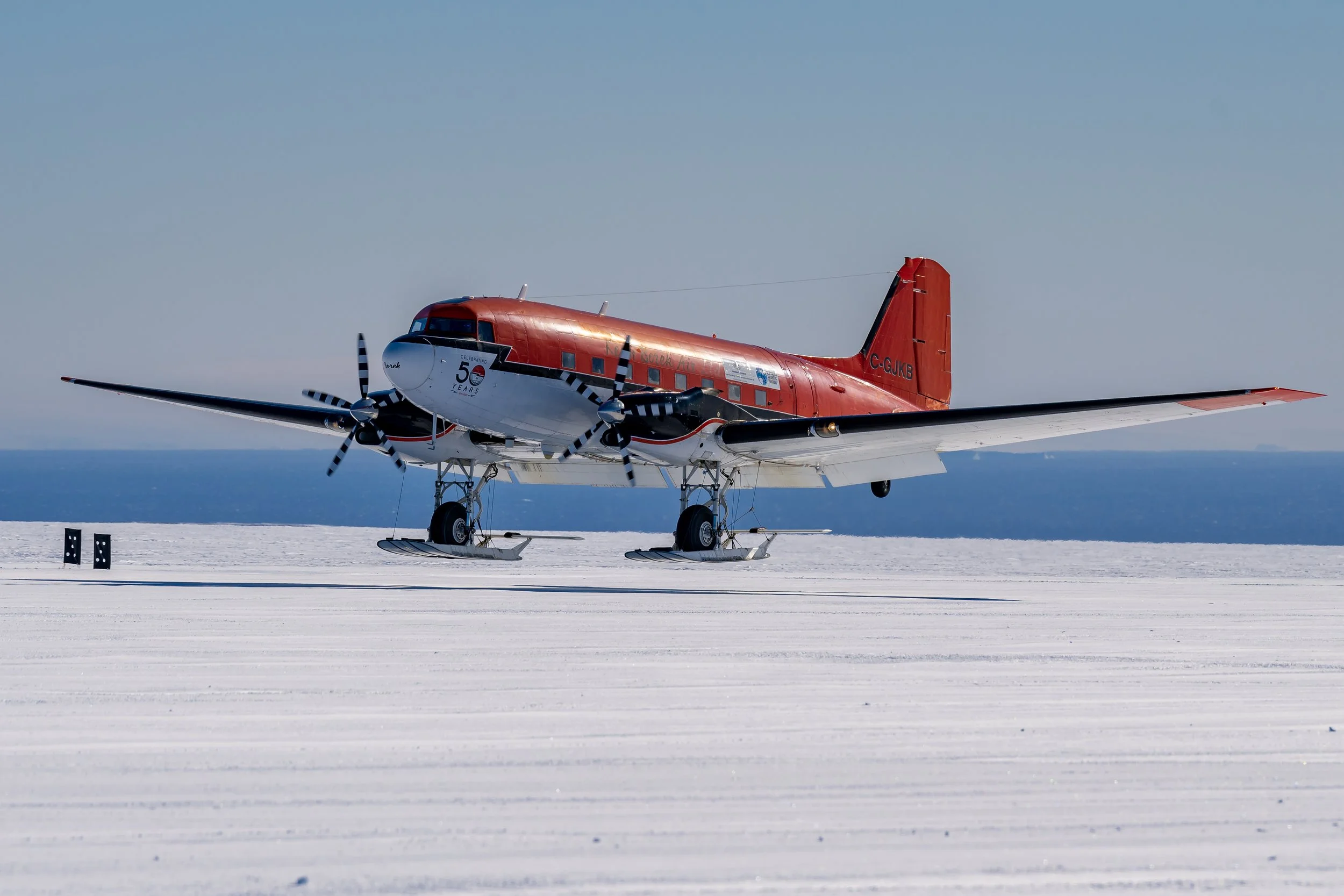 C625 - 12th of November 2022 7:41 pm - Ken Borek Basler C-GJKB (Aus) landing at Casey Skiway after flying from McMurdo Station