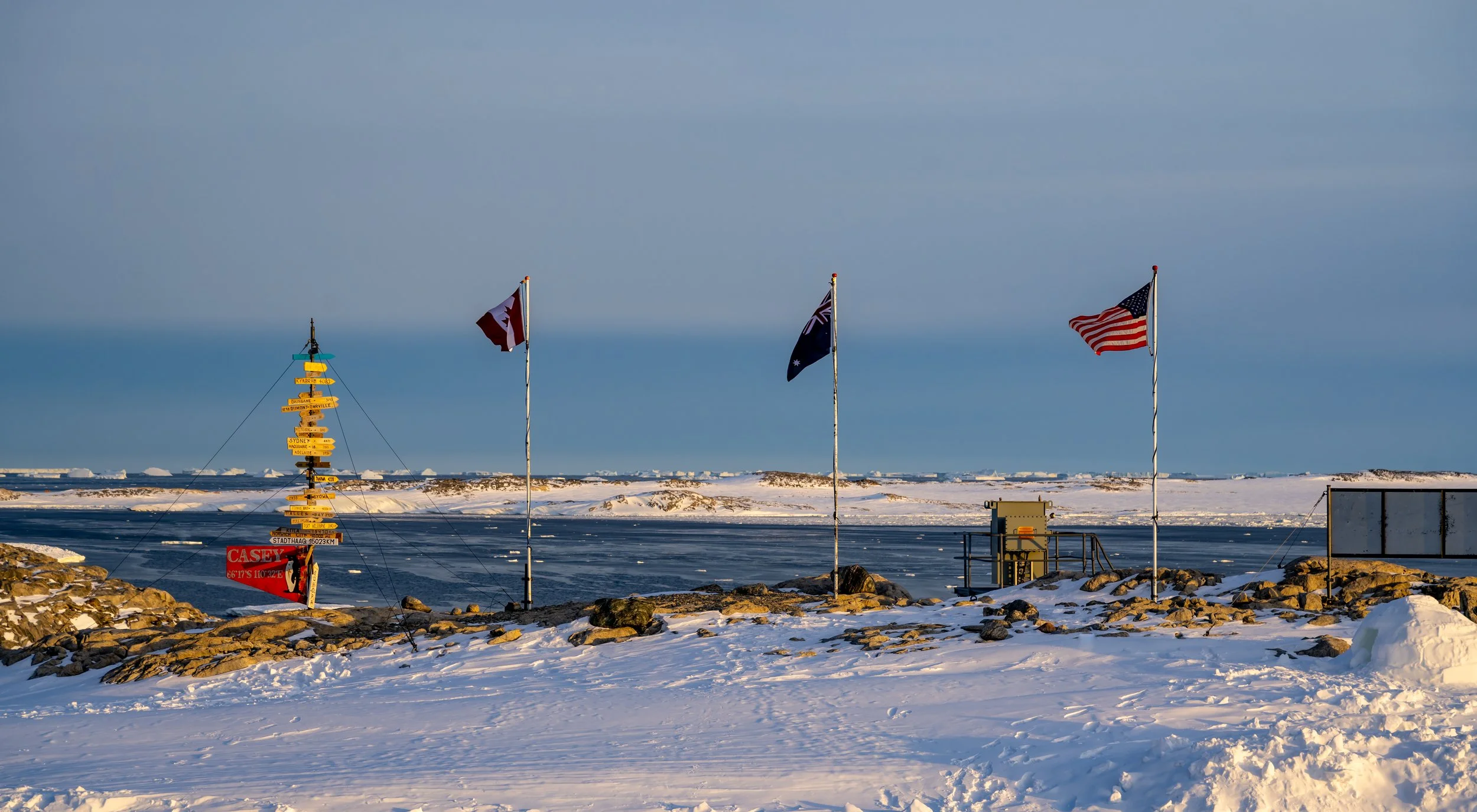 C669 - 14th of November 2022 7:00 am - Canadian and USA flags in recognition of Ken Borek airlines and the US crew