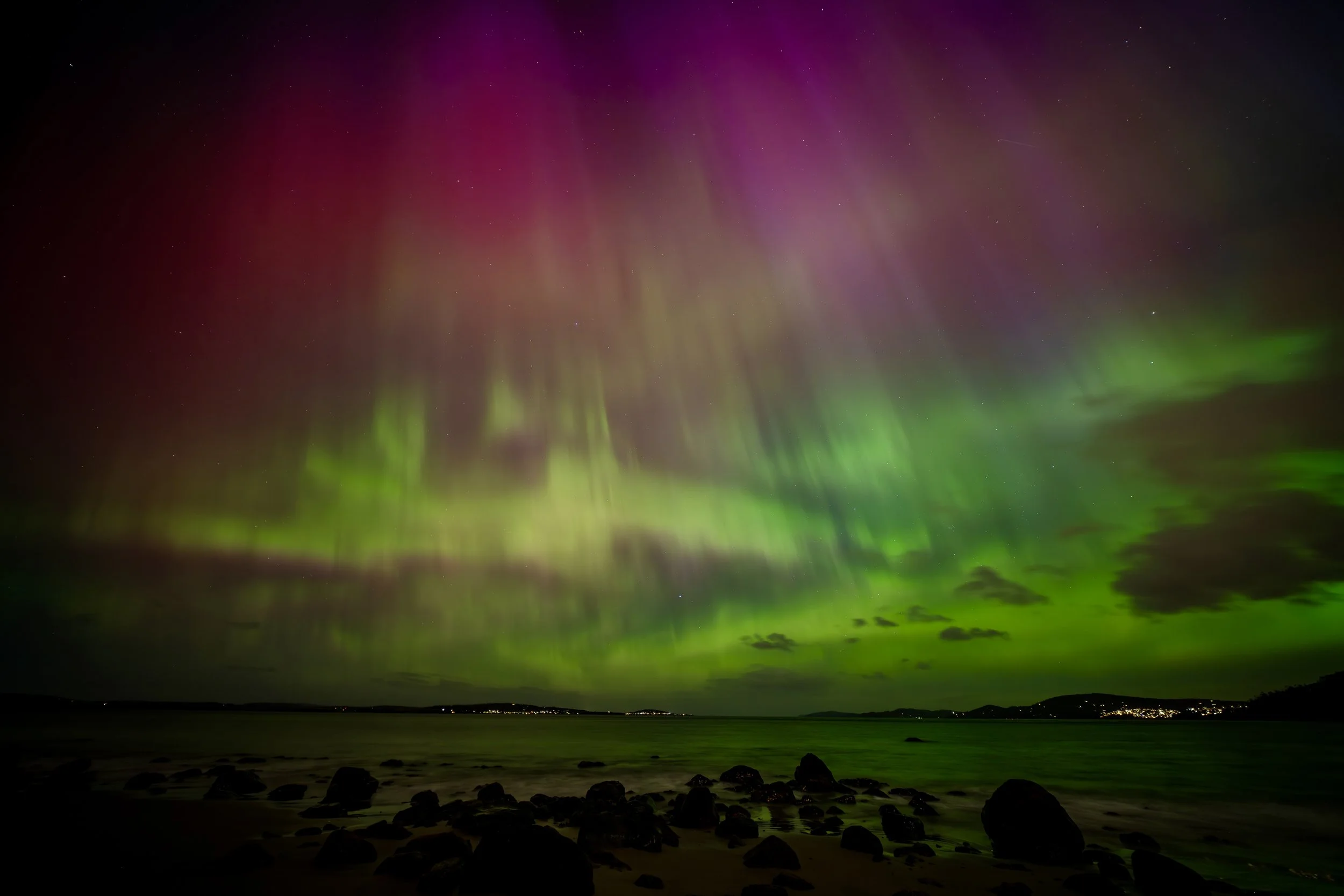  G4 Storm evening edition (Taroona Beach) 005 - October 11th 2024 9:10 pm, Nikon Z7ii, LAOWA FFII 10mm F2.8 C&amp;D Dreamer, ISO 320, f/2.8 exp 06 secs. 