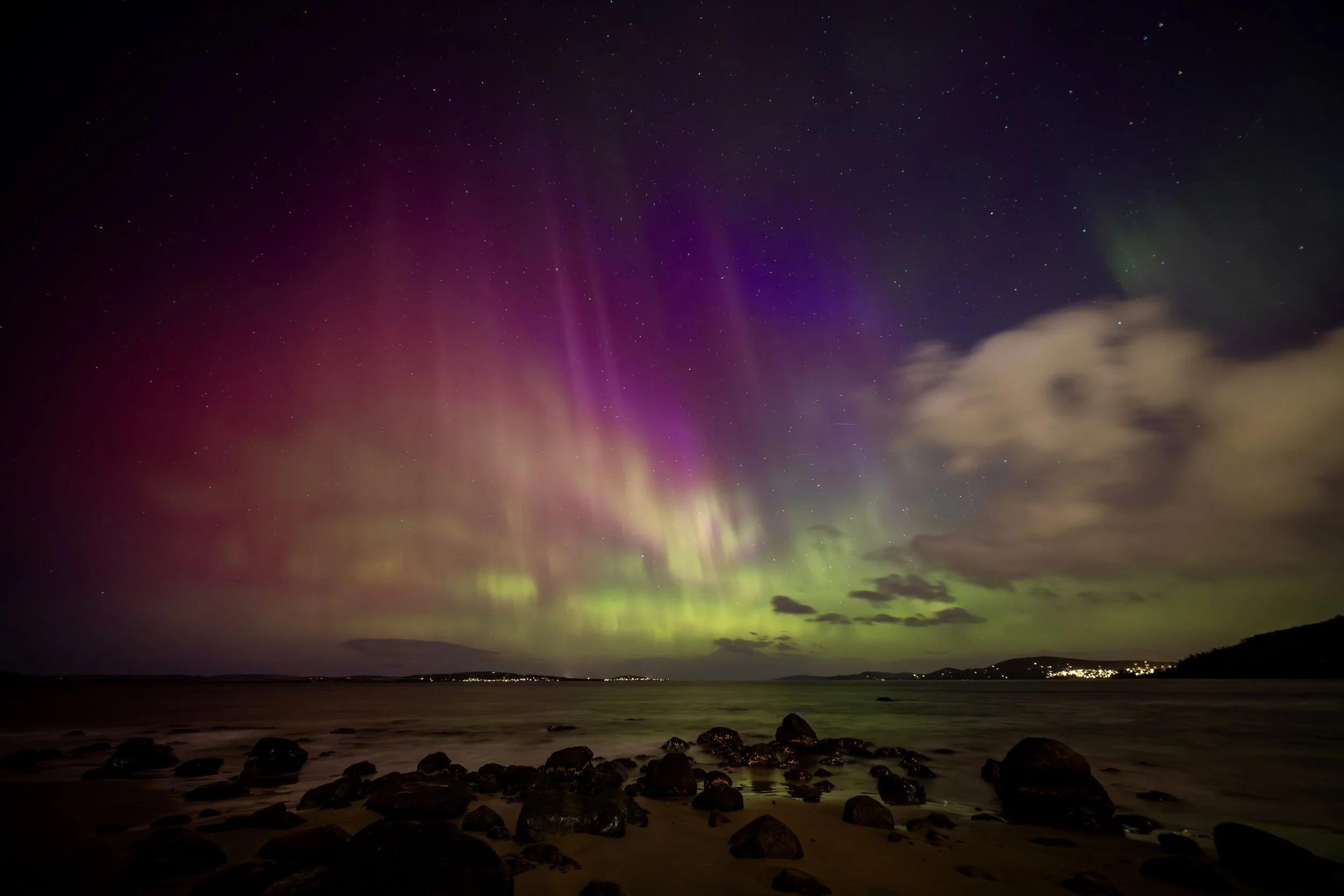  G4 Storm evening edition (Taroona Beach) 013 - October 11th 2024 9:28 pm, Nikon Z7ii, LAOWA FFII 10mm F2.8 C&amp;D Dreamer, ISO 800, f/2.8 exp 06 secs. 